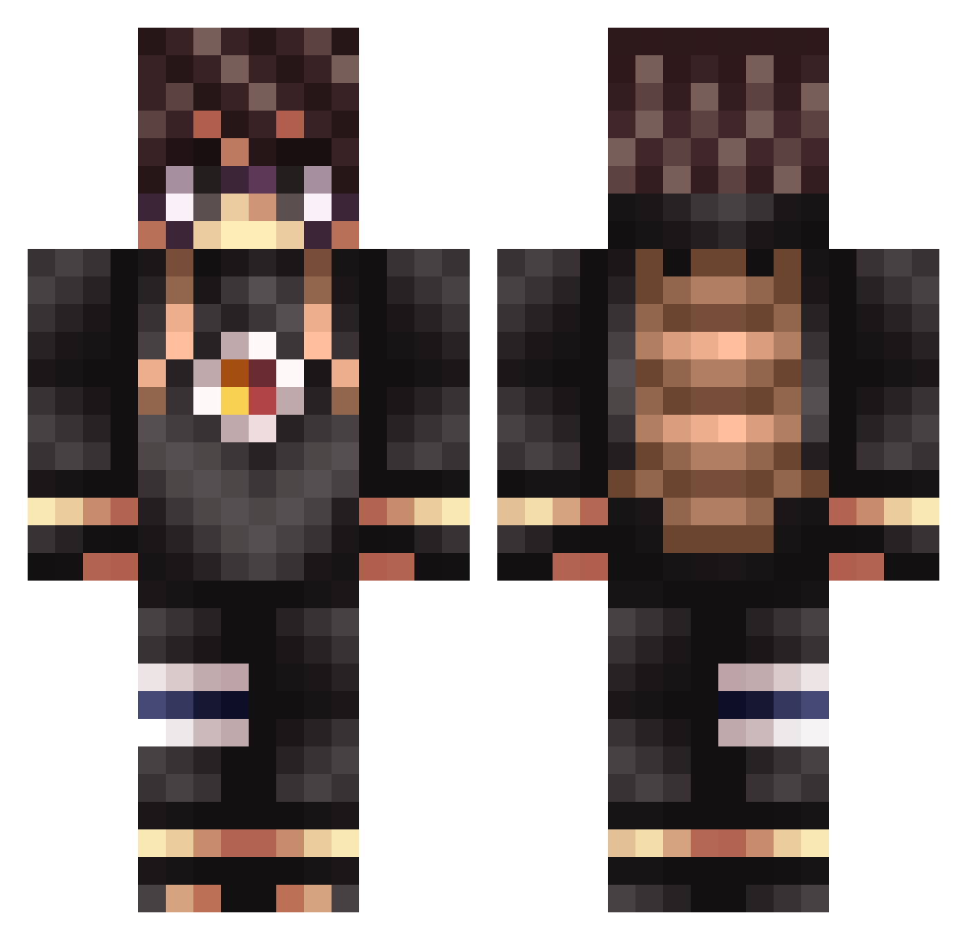 Palaced Minecraft skin, front and back view