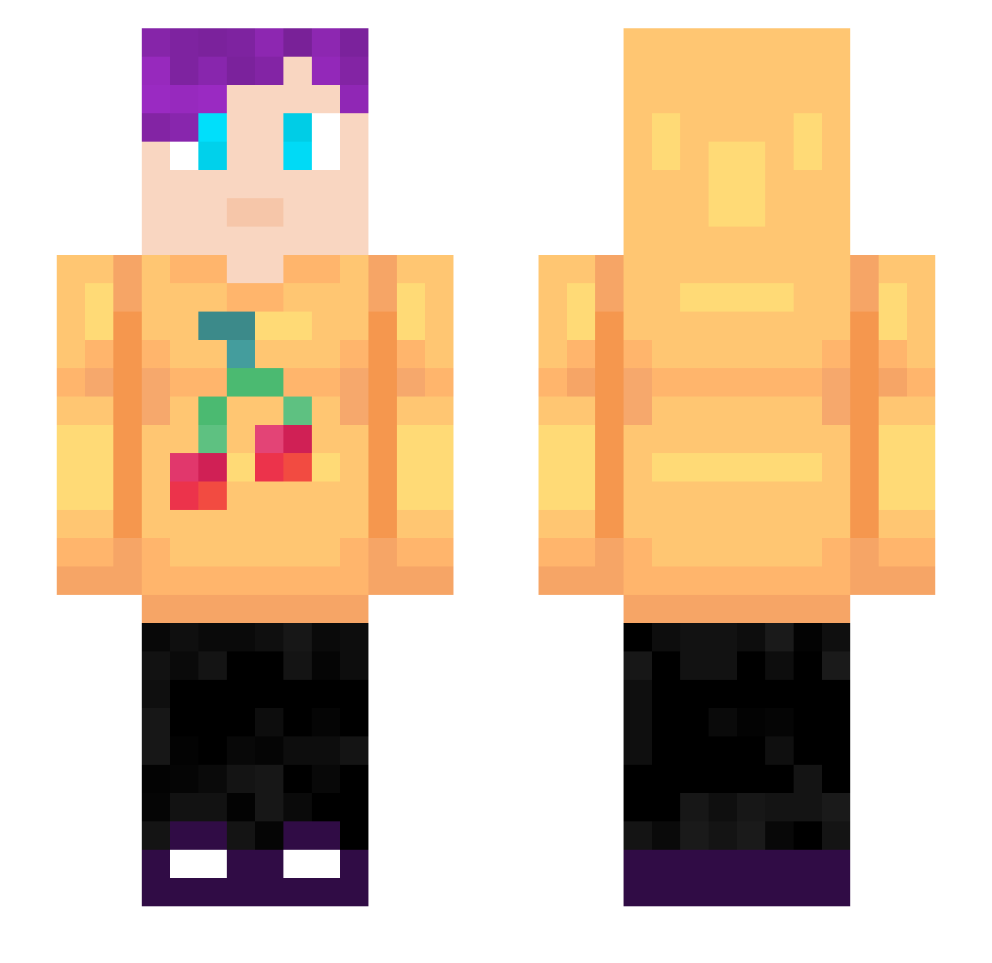 pladai Minecraft skin, front and back view