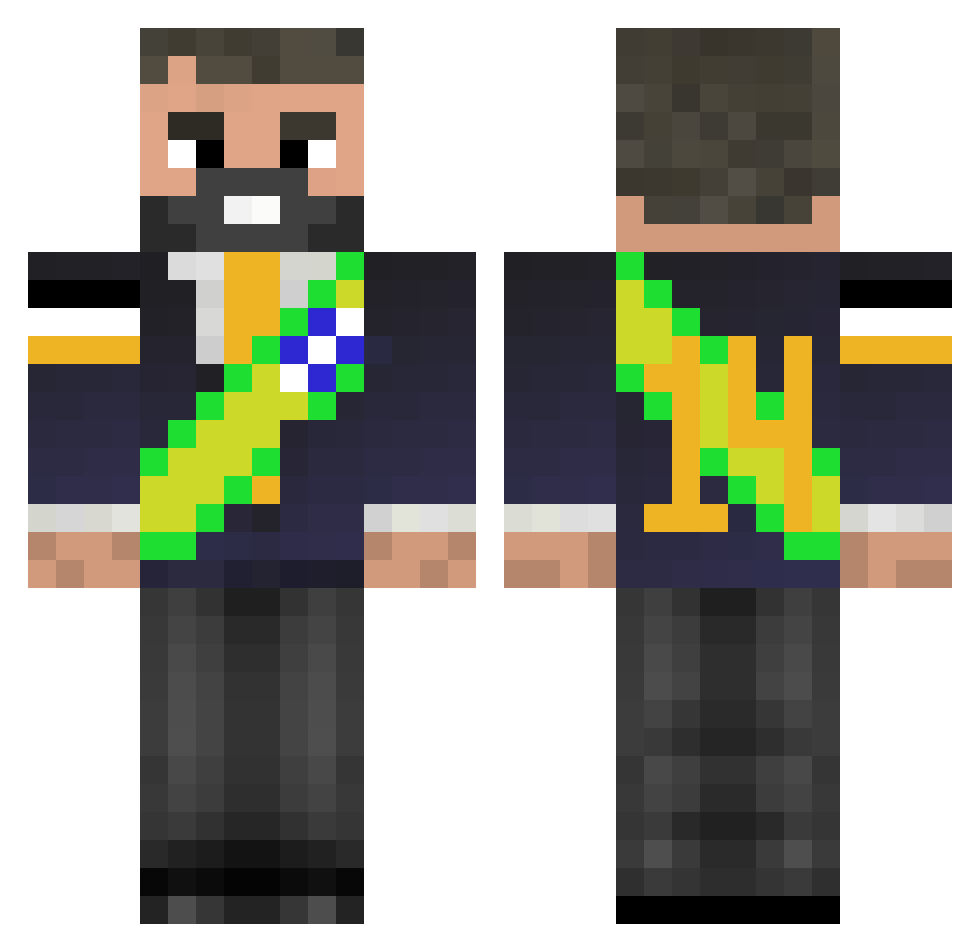BlaskBR Minecraft skin, front and back view