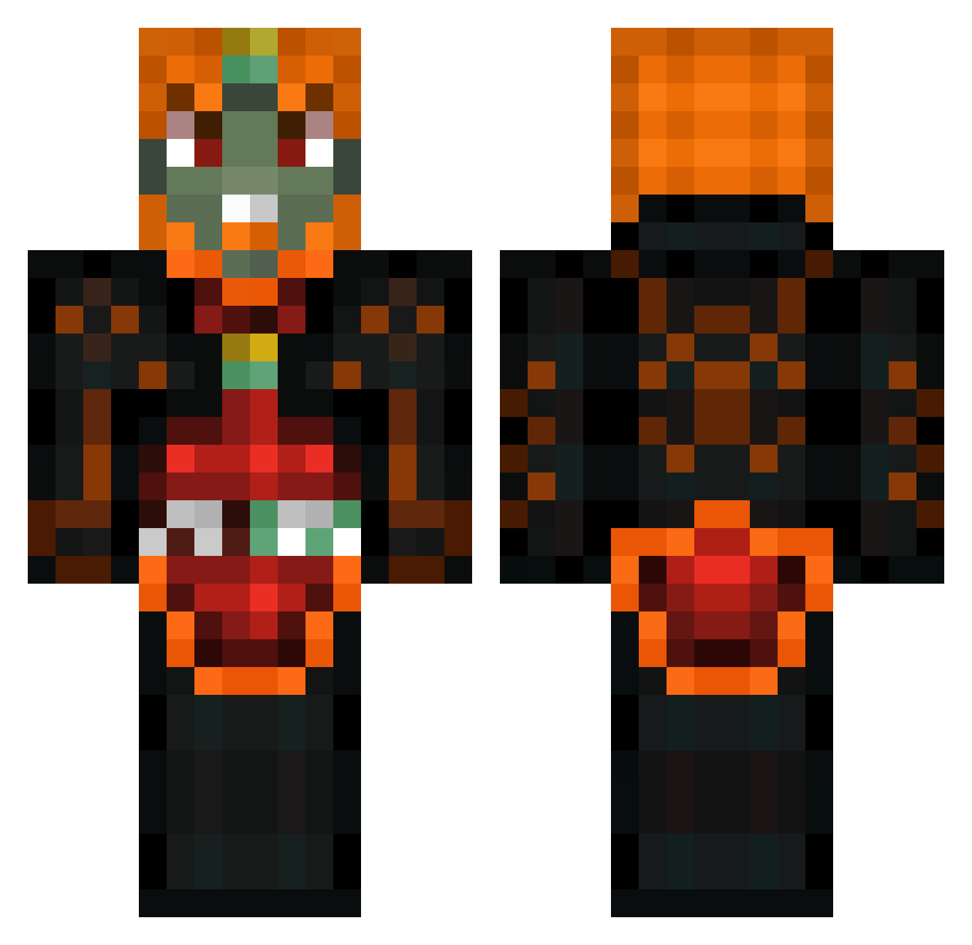 Frat Minecraft skin, front and back view