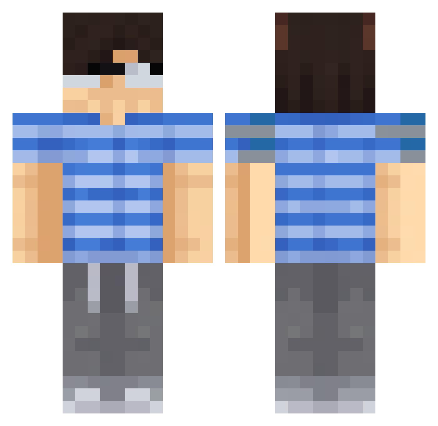 yyeika Minecraft skin, front and back view