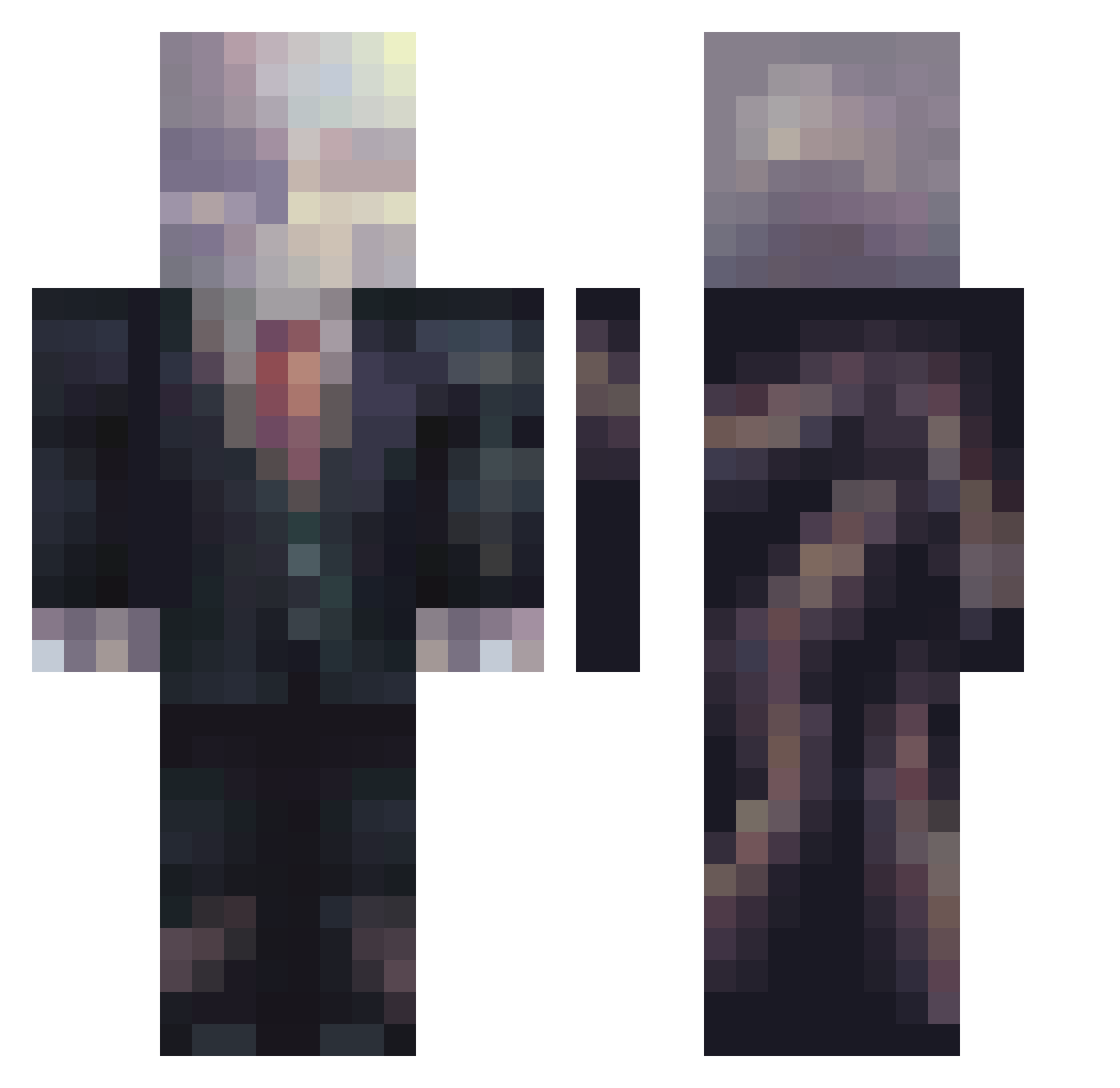 Xman913 Minecraft skin, front and back view