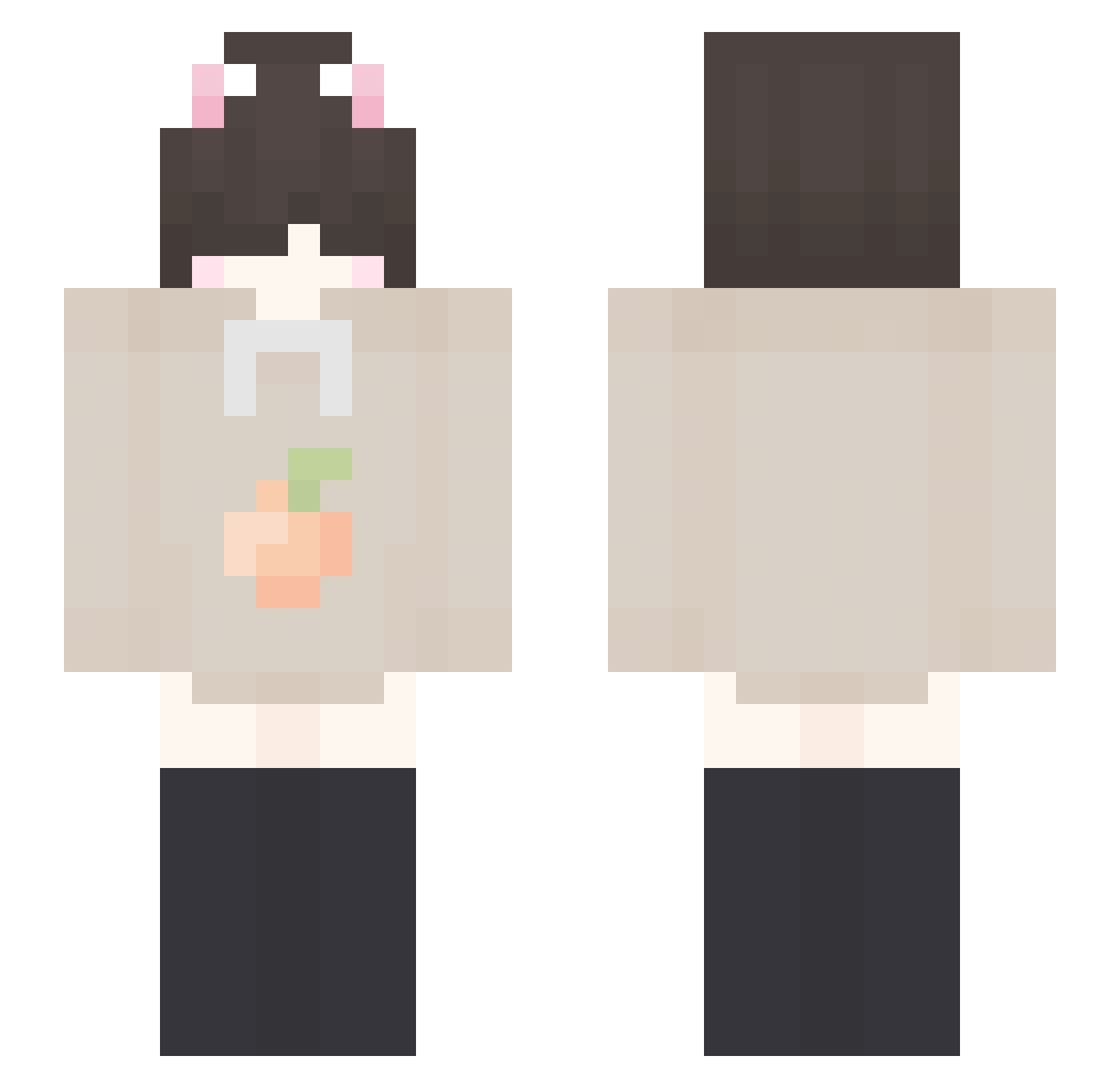 HomelessFemboy Minecraft skin, front and back view