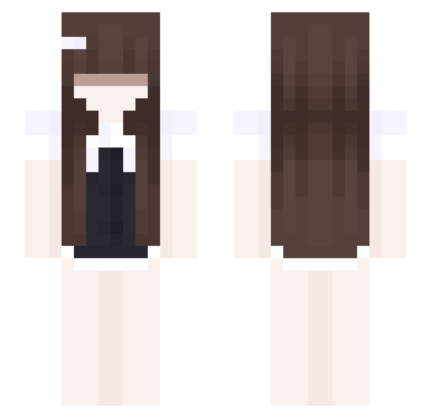DisplacedLove Minecraft skin, front and back view