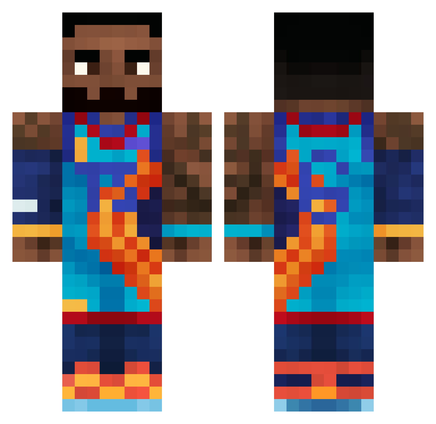 xnxx Minecraft skin, front and back view