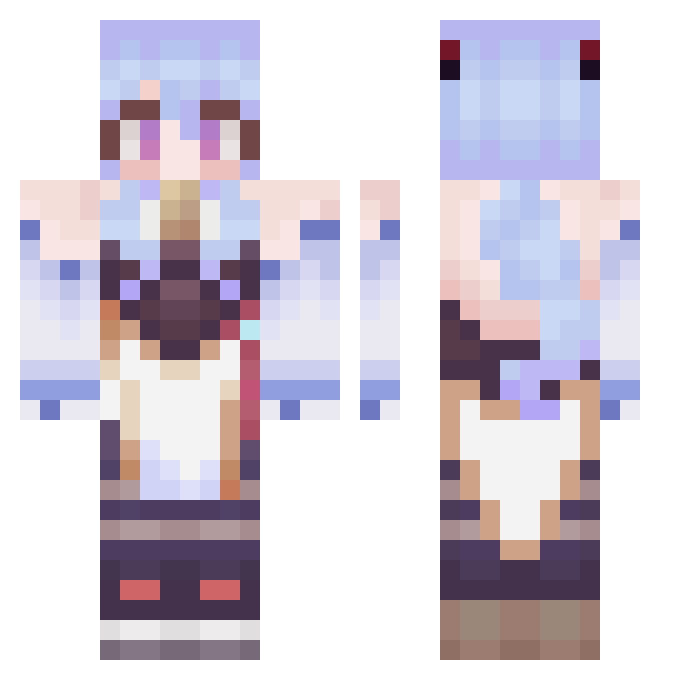 CovetedGaming Minecraft skin, front and back view