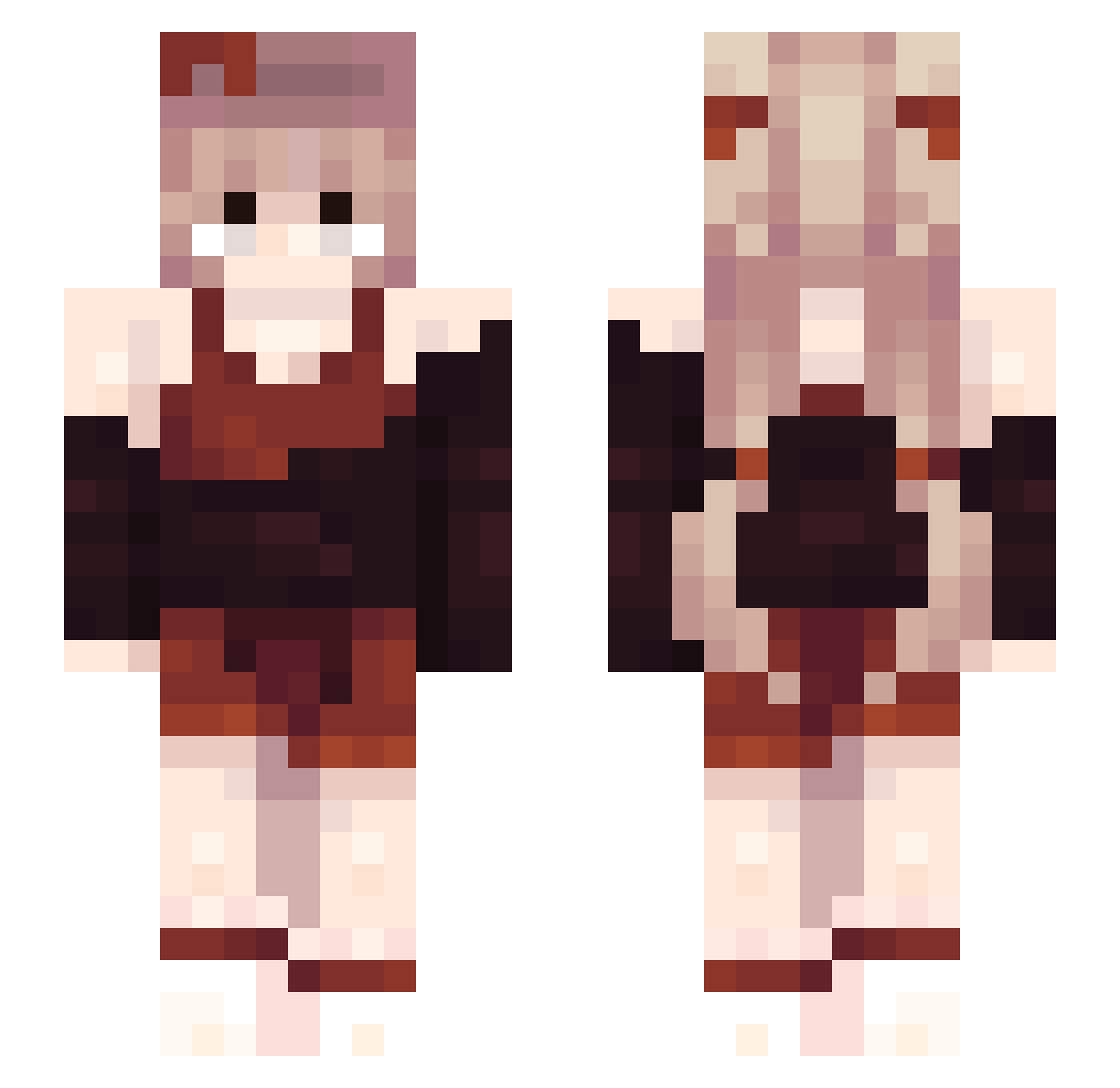 Encounterable Minecraft skin, front and back view