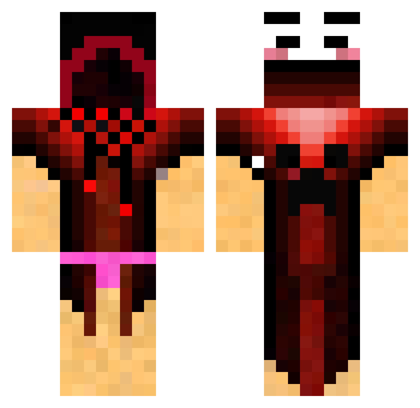 xredlive13 Minecraft skin, front and back view