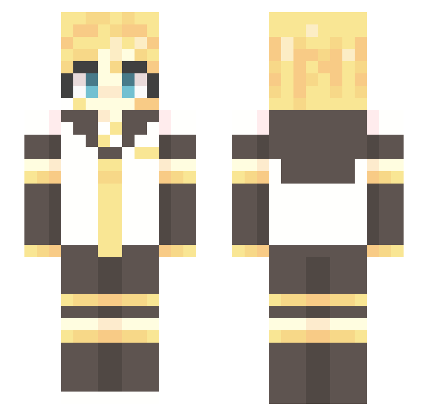 roundestrowlet Minecraft skin, front and back view
