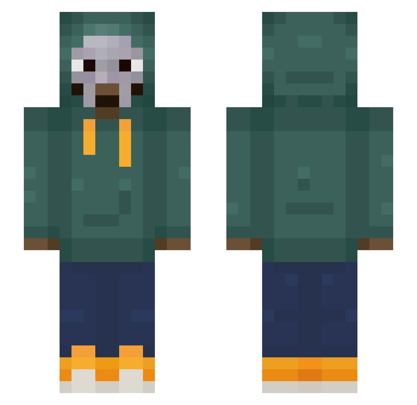 Chemical_Kira Minecraft skin, front and back view
