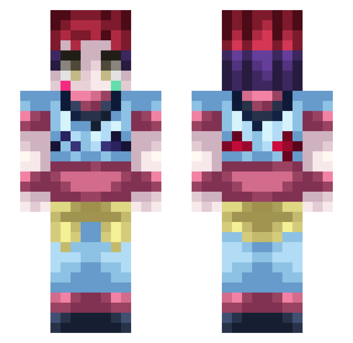 Ziggatron Minecraft skin, front and back view