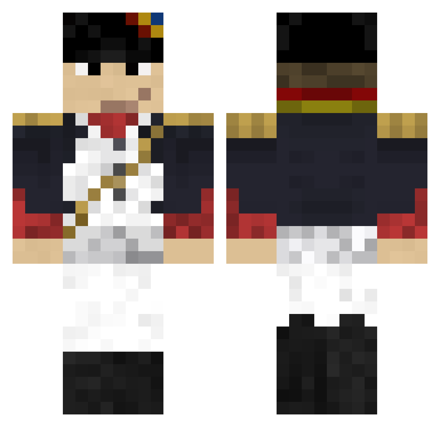 DaddyNapoleon Minecraft skin, front and back view