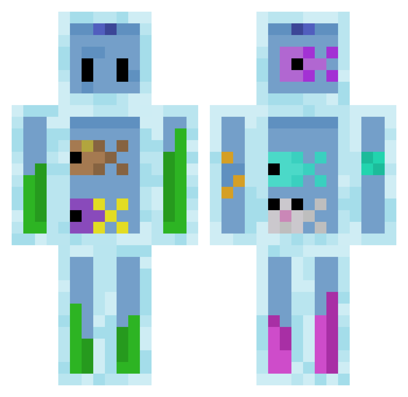 flishzer Minecraft skin, front and back view