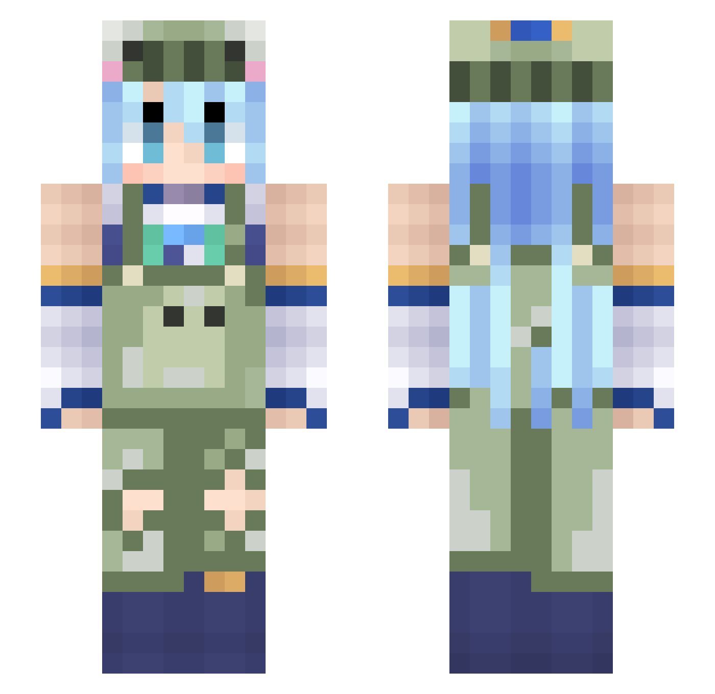Asuquitar Minecraft skin, front and back view