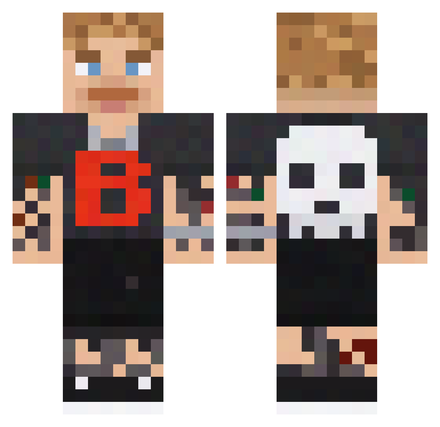 Blukko Minecraft skin, front and back view