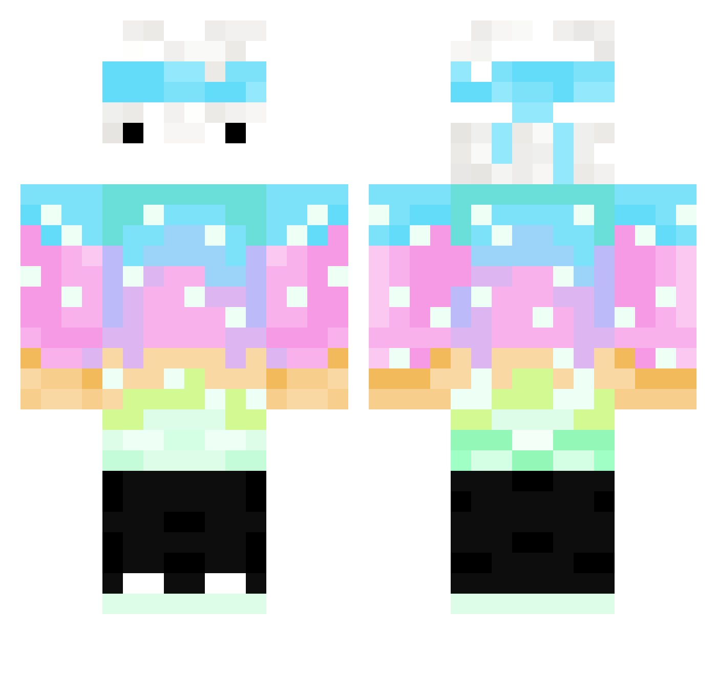 Mixiax Minecraft skin, front and back view