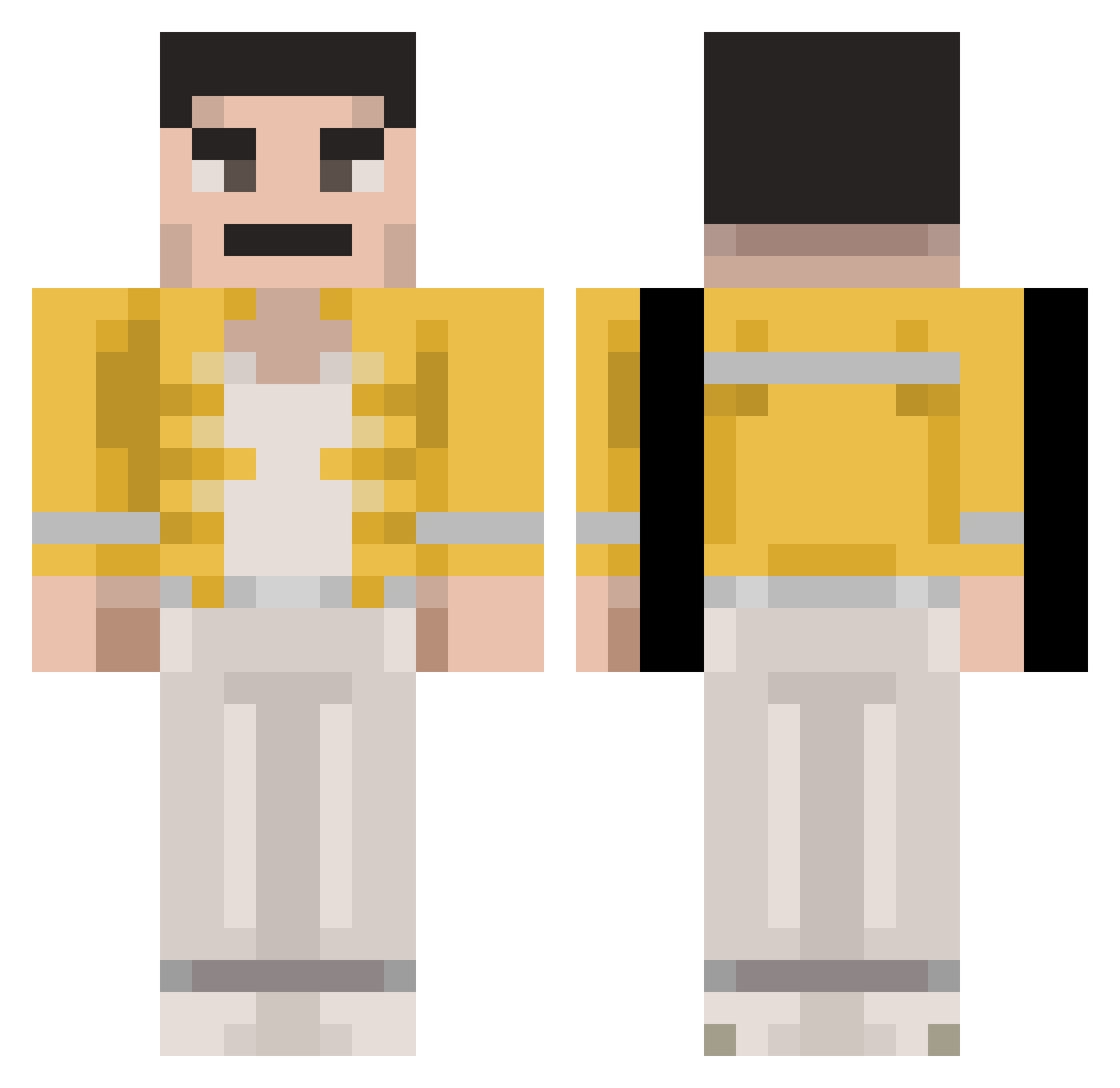 FreddiesEyeliner Minecraft skin, front and back view