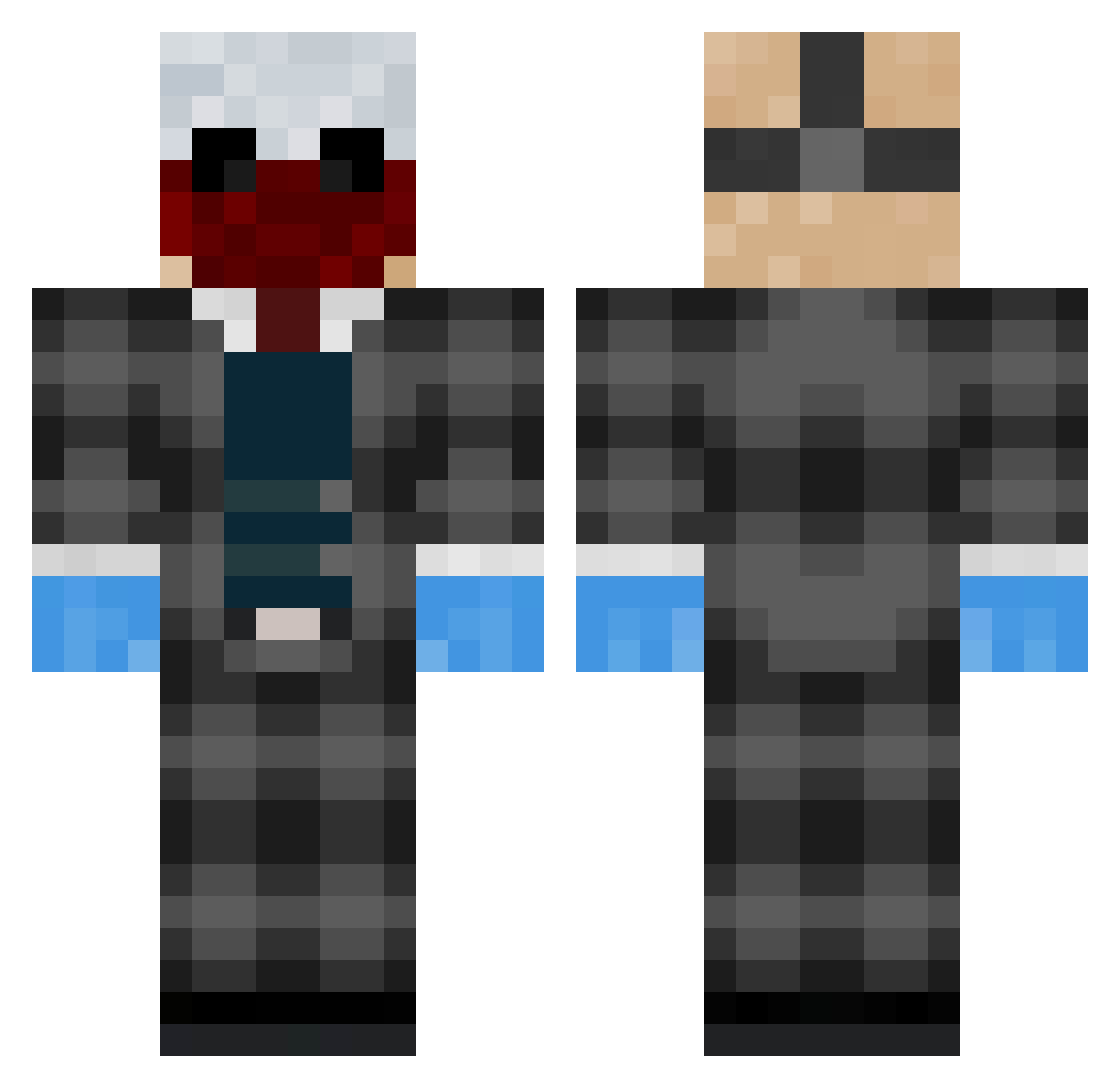 Schokopizza69 Minecraft skin, front and back view