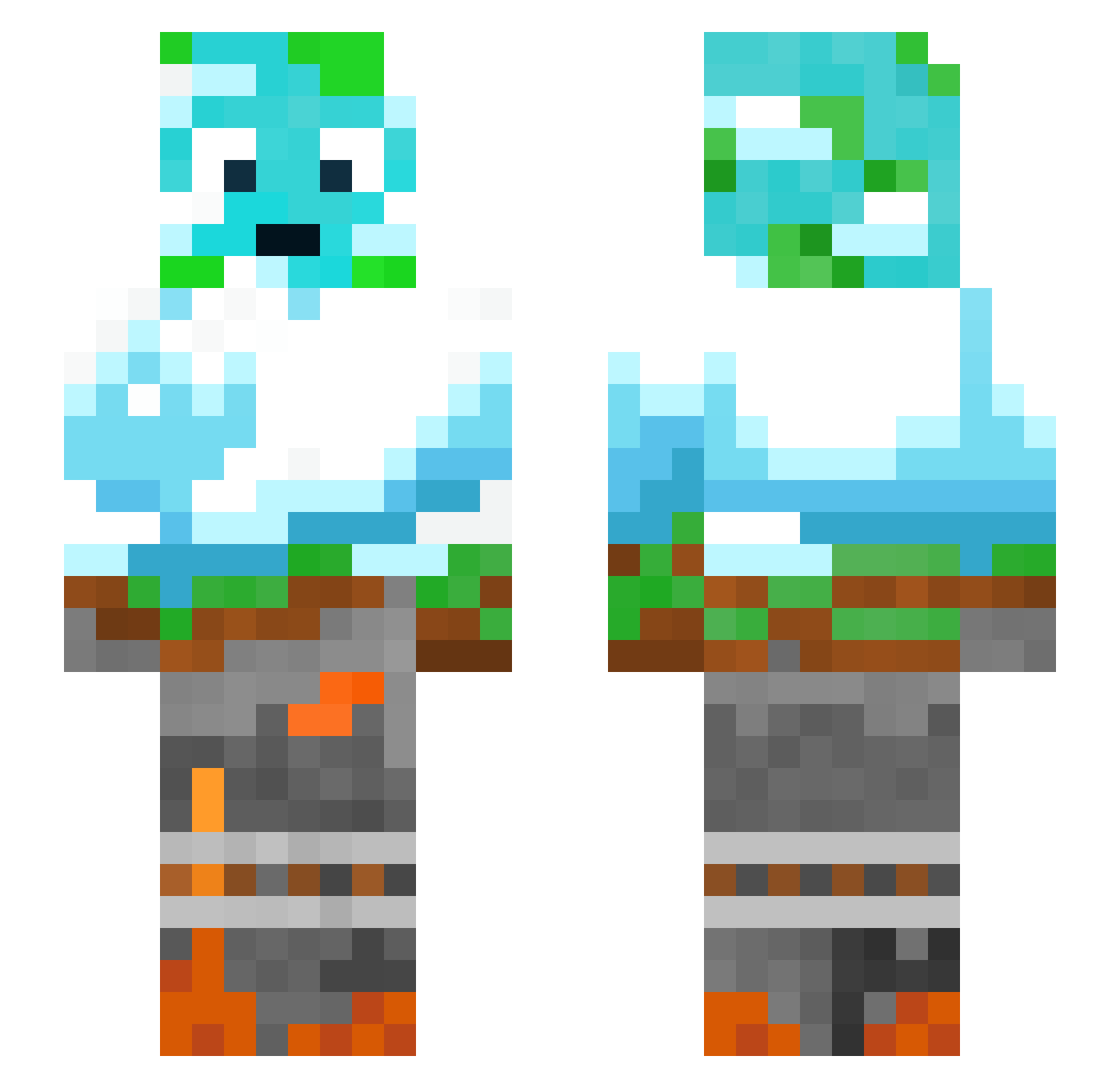 ItzInviz Minecraft skin, front and back view