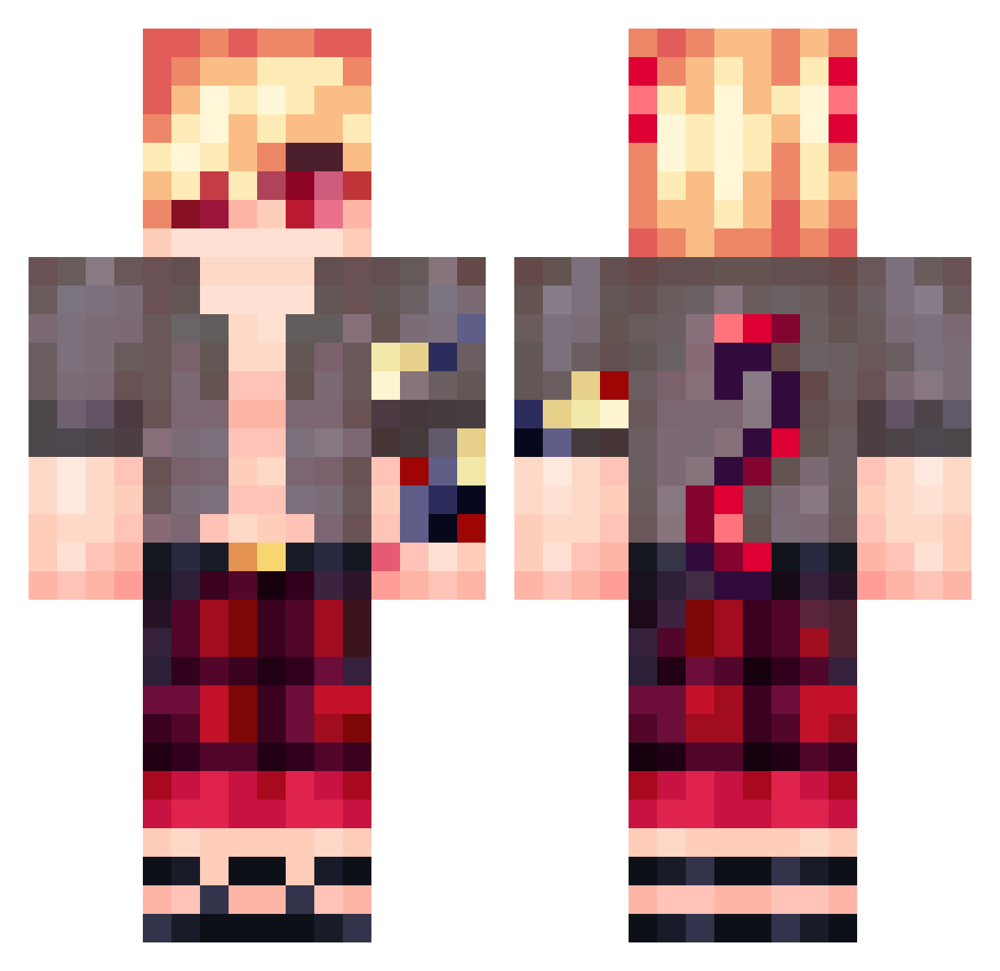 Overabundant Minecraft skin, front and back view