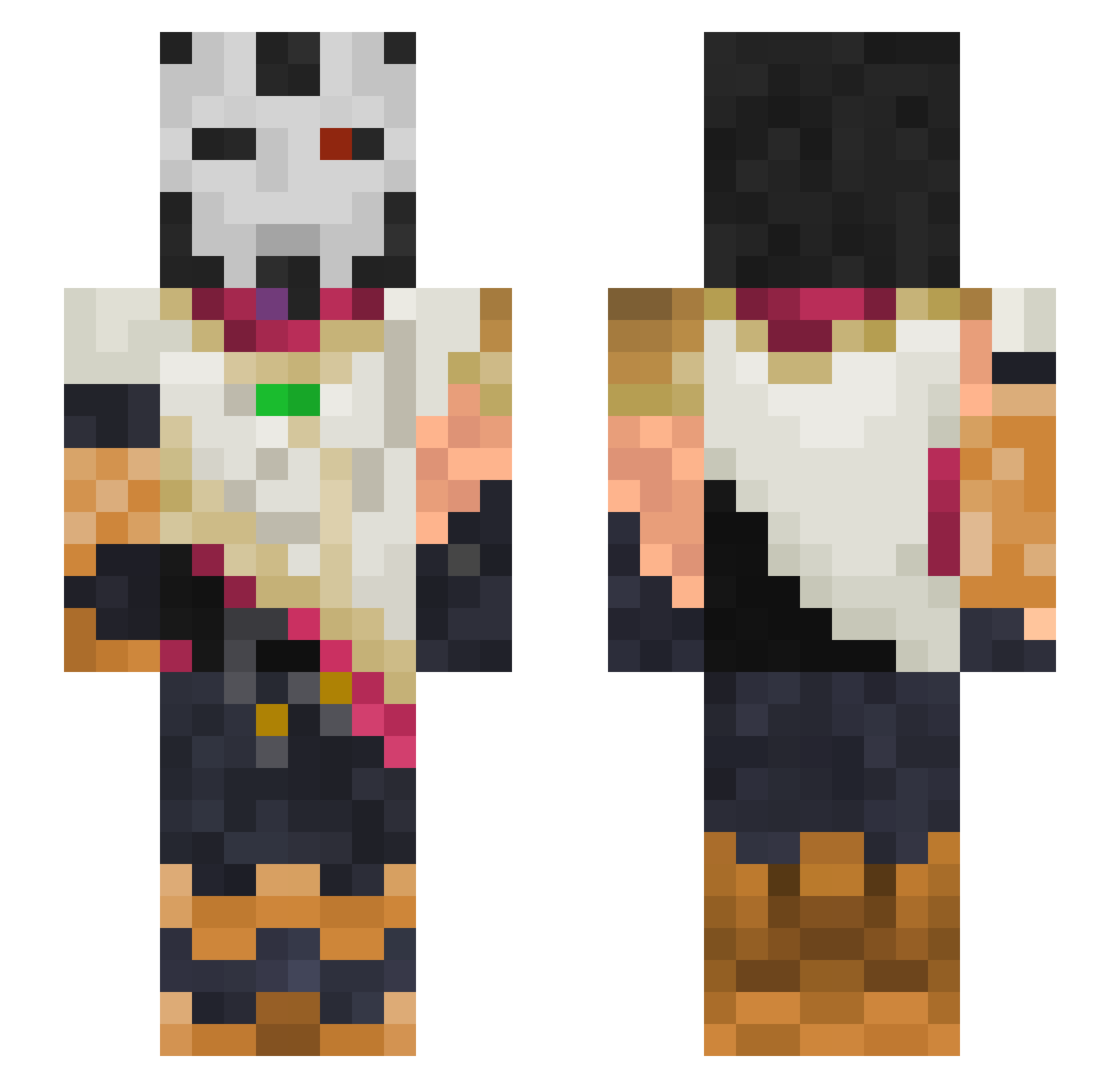 Zizania Minecraft skin, front and back view