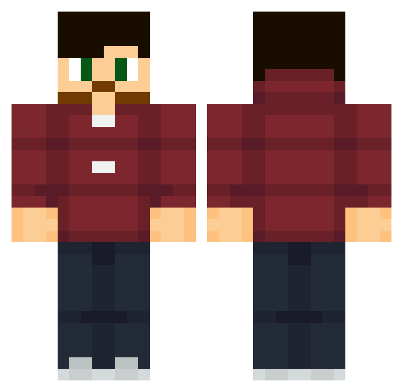 Internet_Bozo Minecraft skin, front and back view