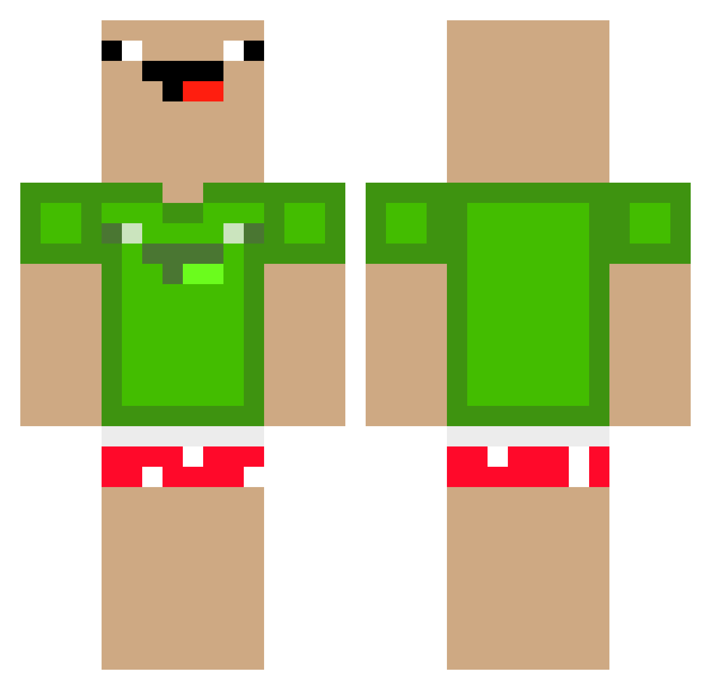 6mail Minecraft skin, front and back view