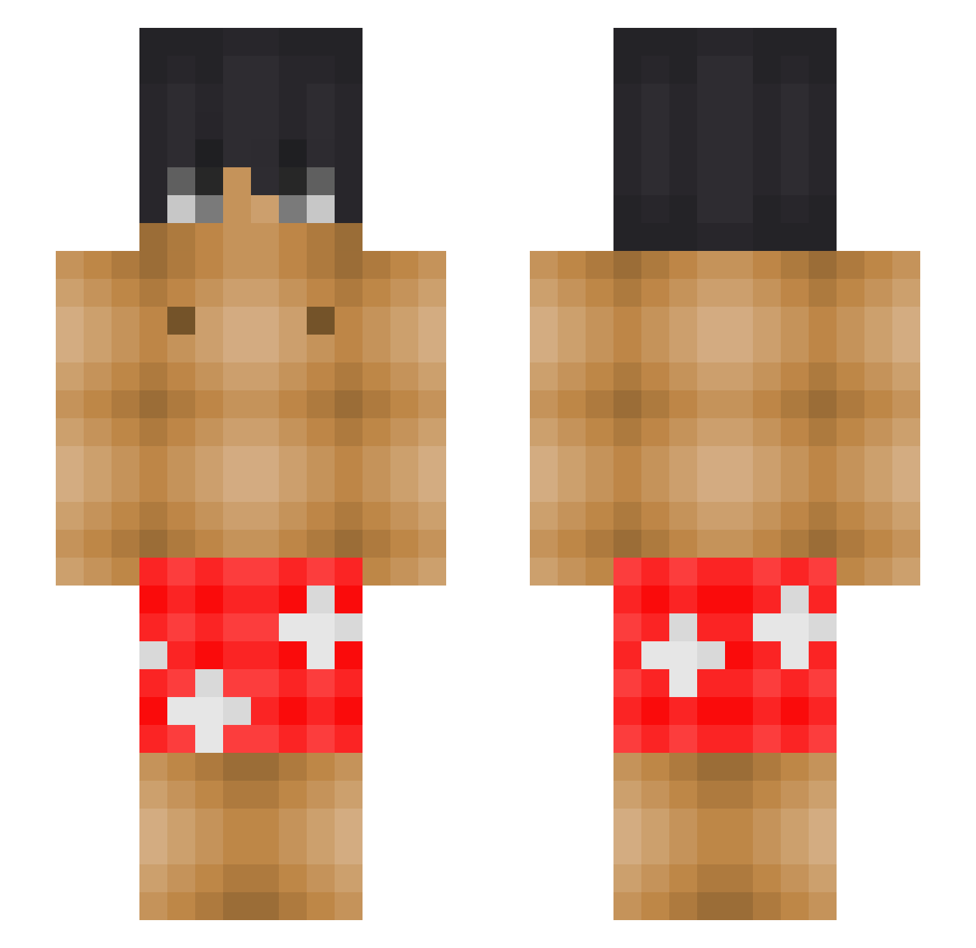 AwayFromMouse Minecraft skin, front and back view