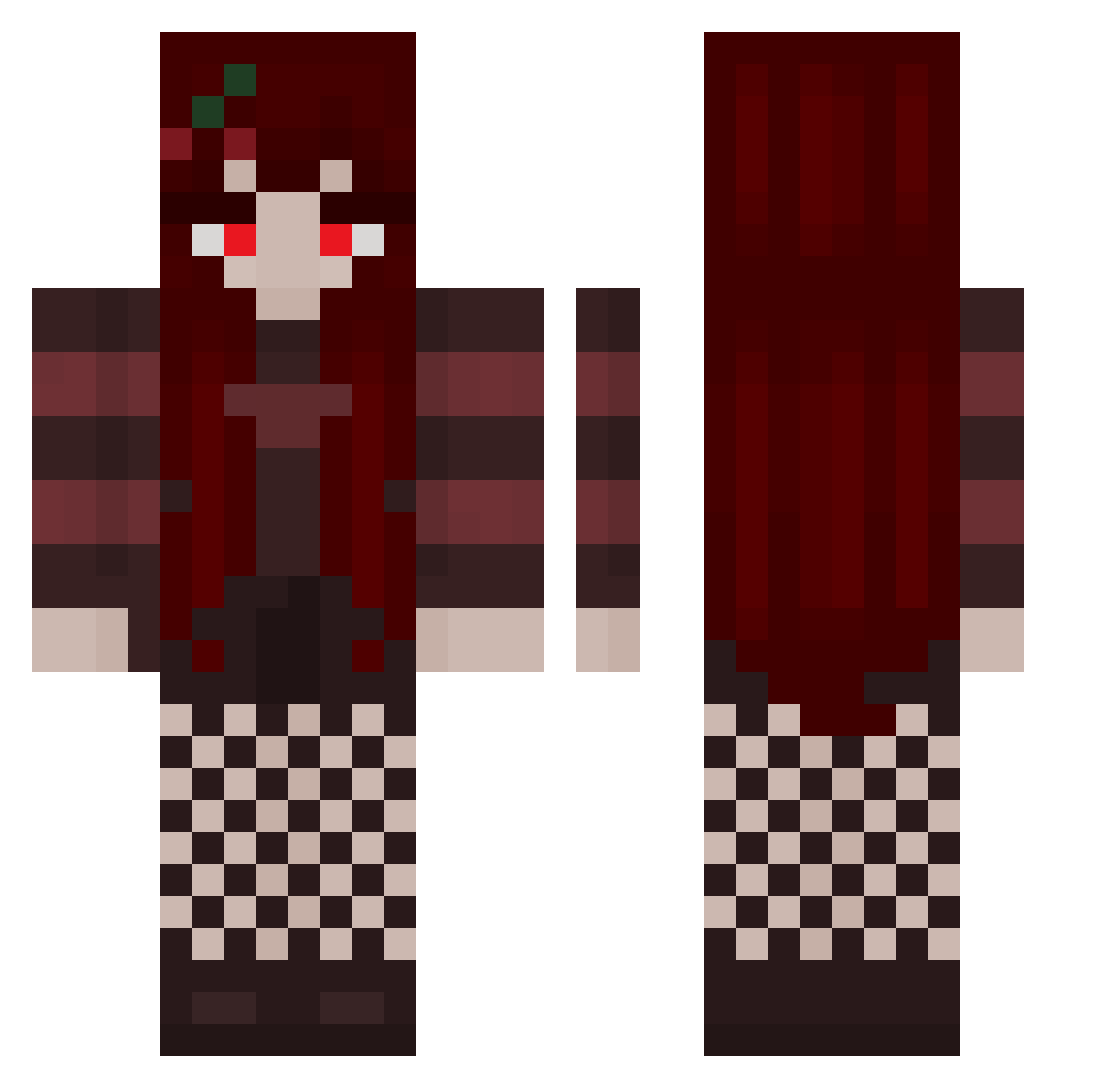 LunaKW Minecraft skin, front and back view