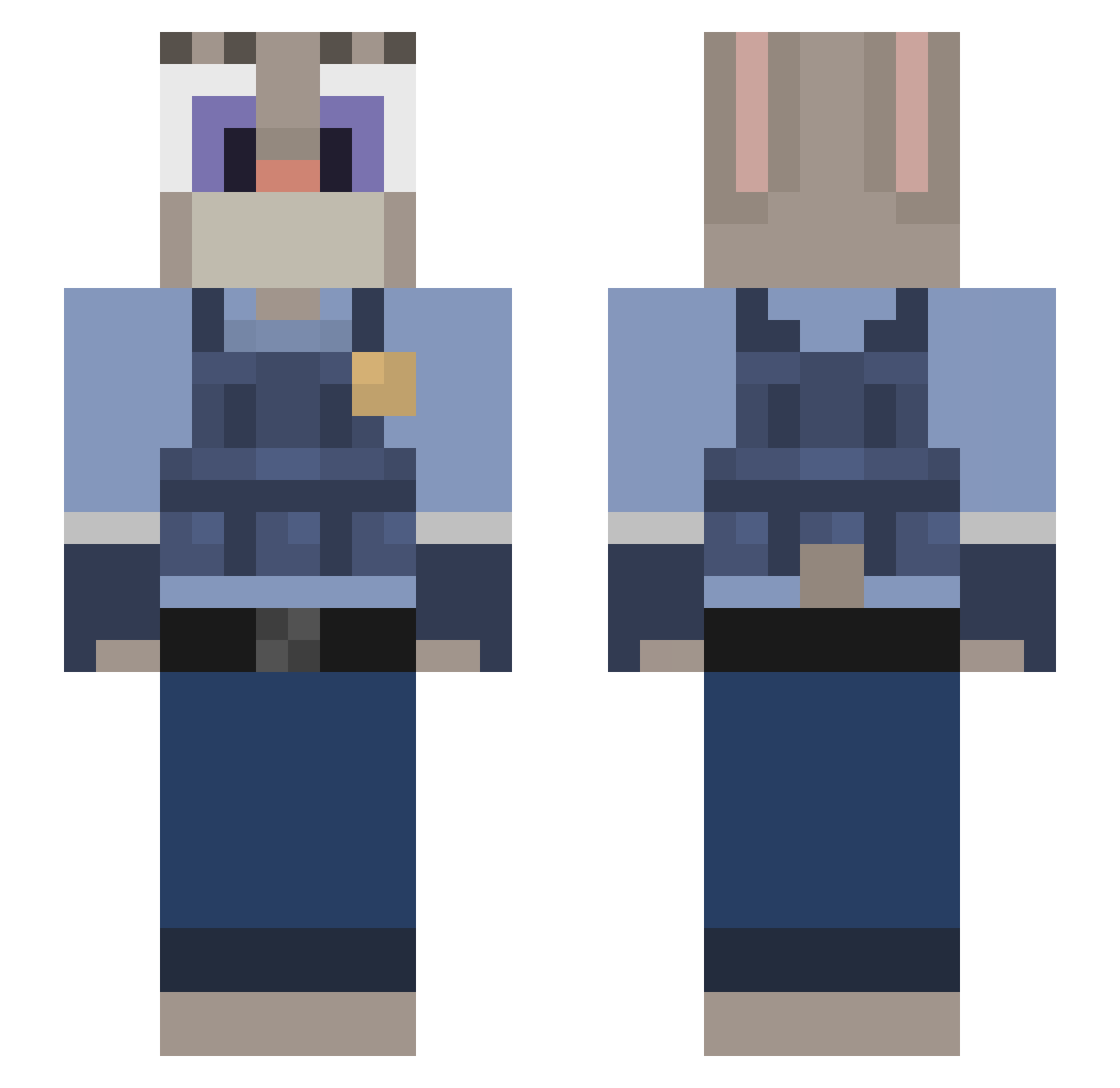 bdeq Minecraft skin, front and back view
