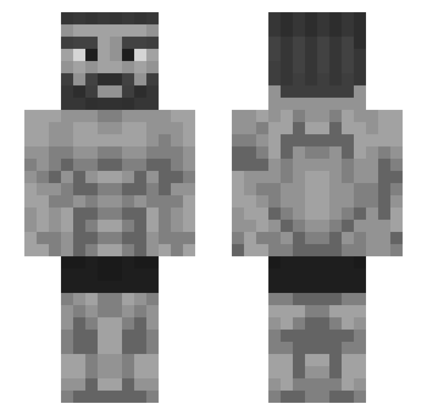 NoP4 Minecraft skin, front and back view