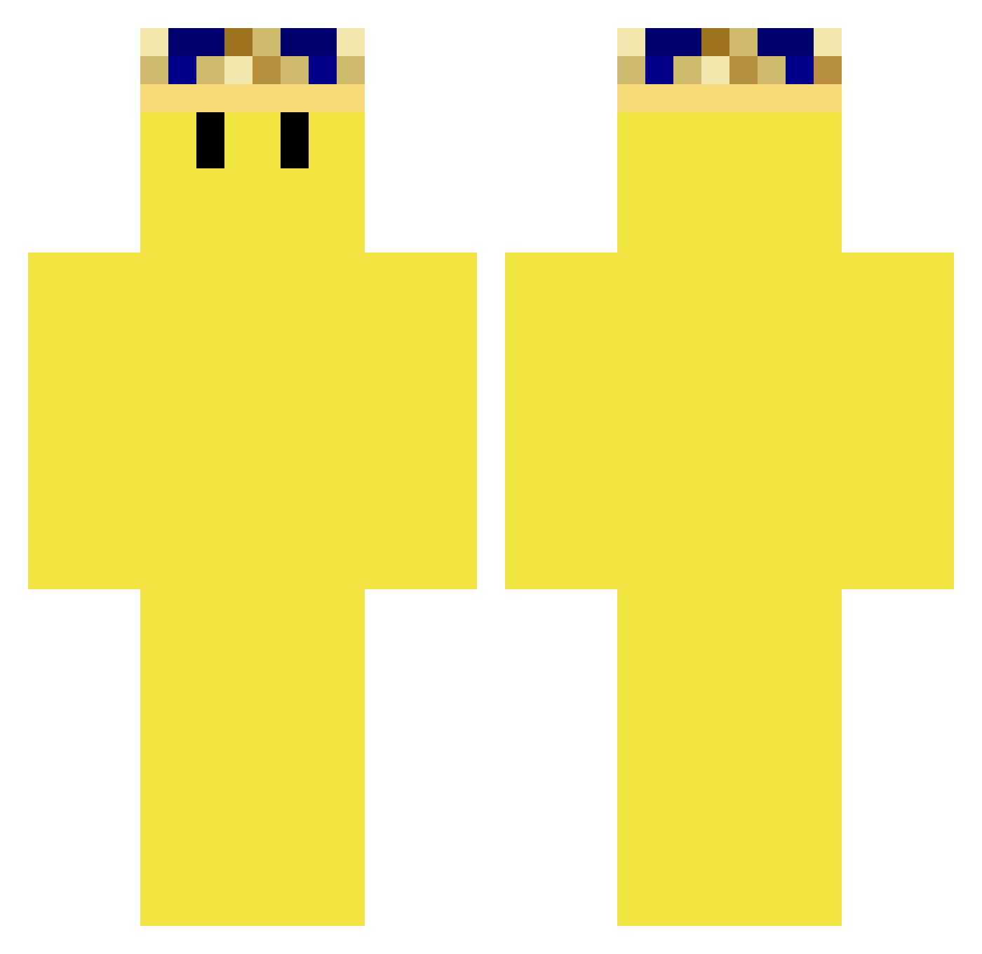 CrownTV Minecraft skin, front and back view
