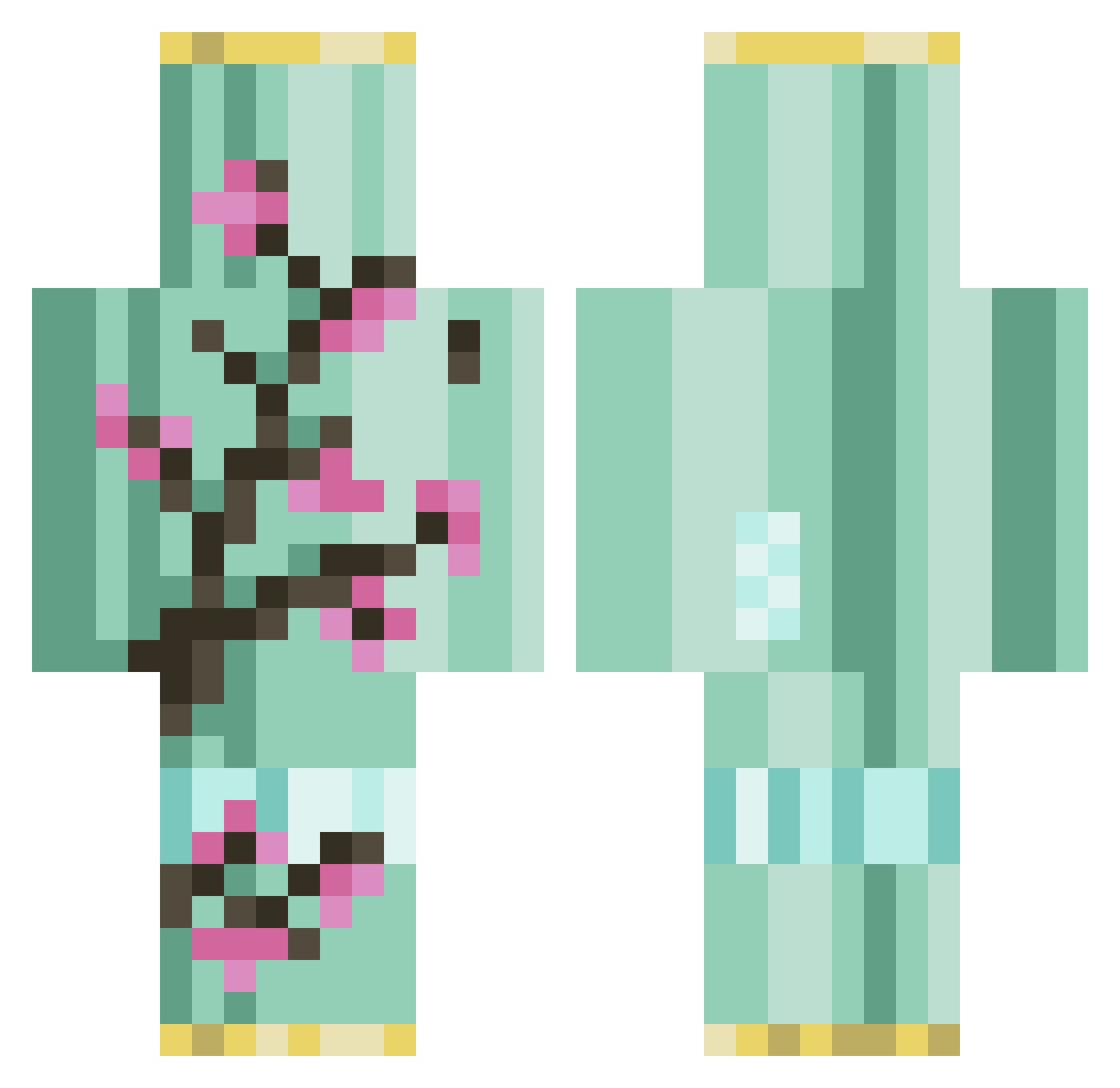 PillageMe Minecraft skin, front and back view