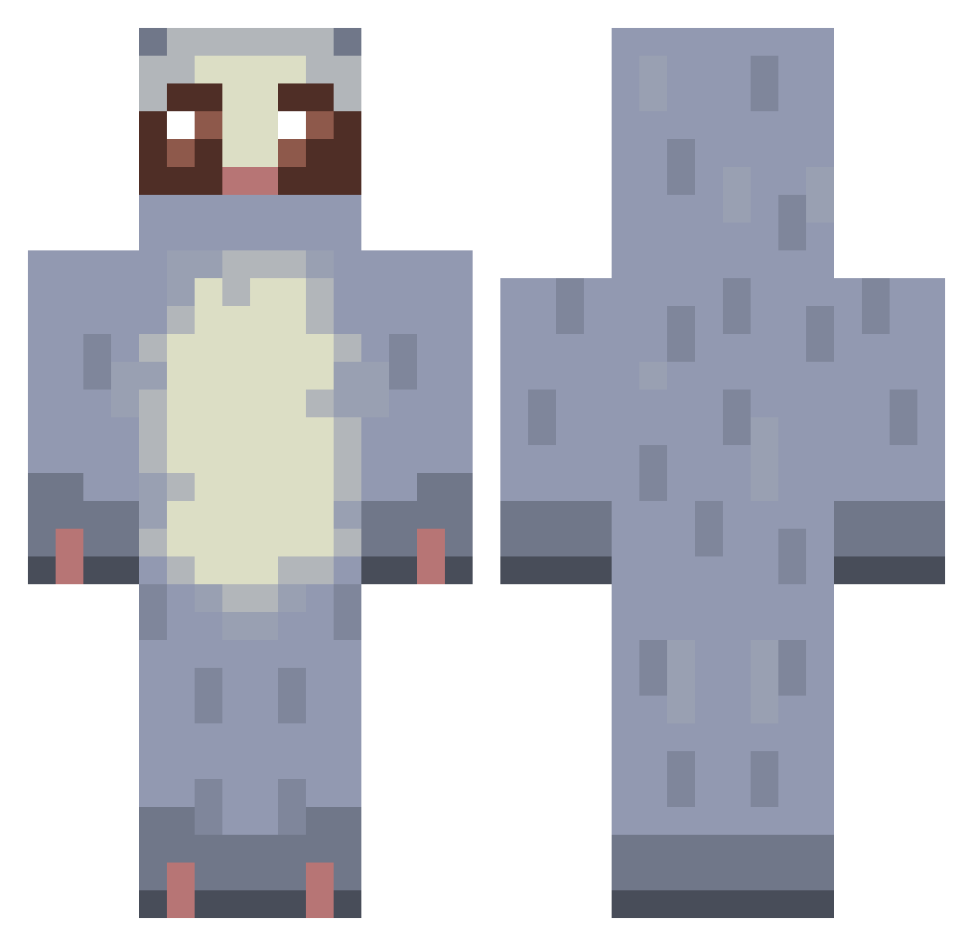 Mixbitzz Minecraft skin, front and back view