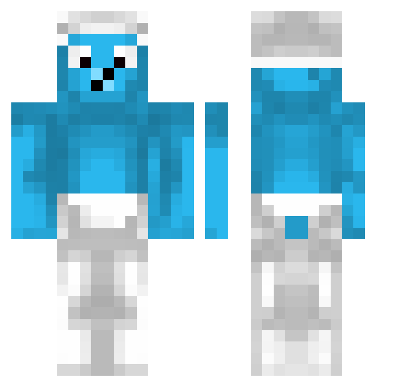 Dummerschlumpf Minecraft skin, front and back view