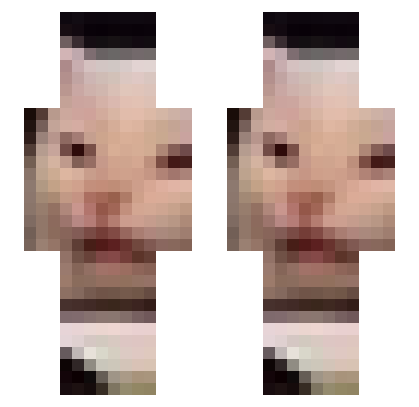 avieau Minecraft skin, front and back view