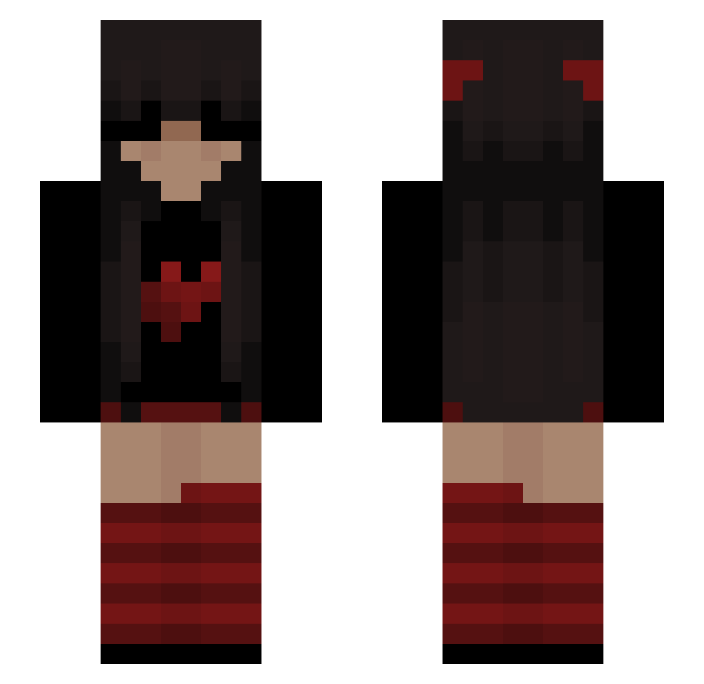 noninas Minecraft skin, front and back view