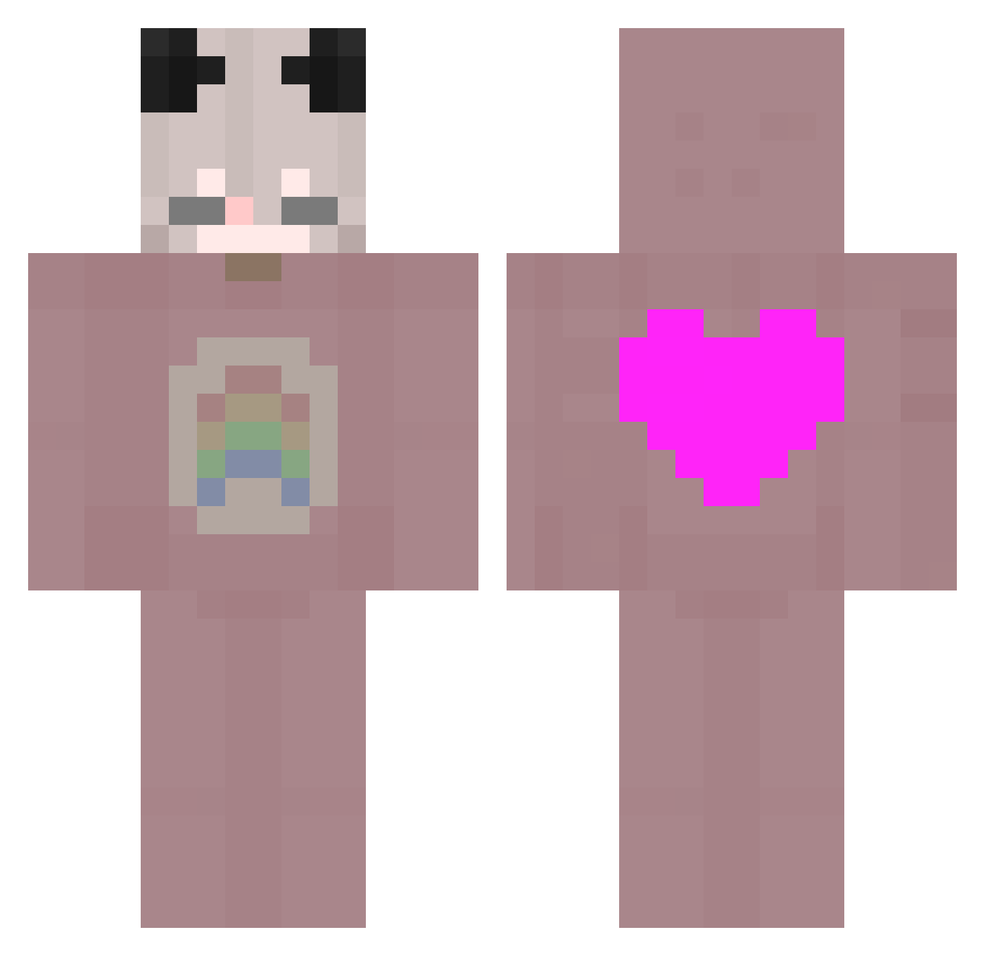 Seapfu Minecraft skin, front and back view