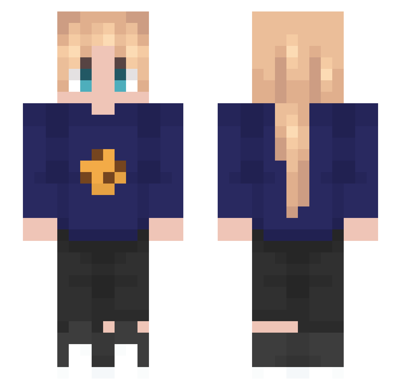 Tokeyn Minecraft skin, front and back view