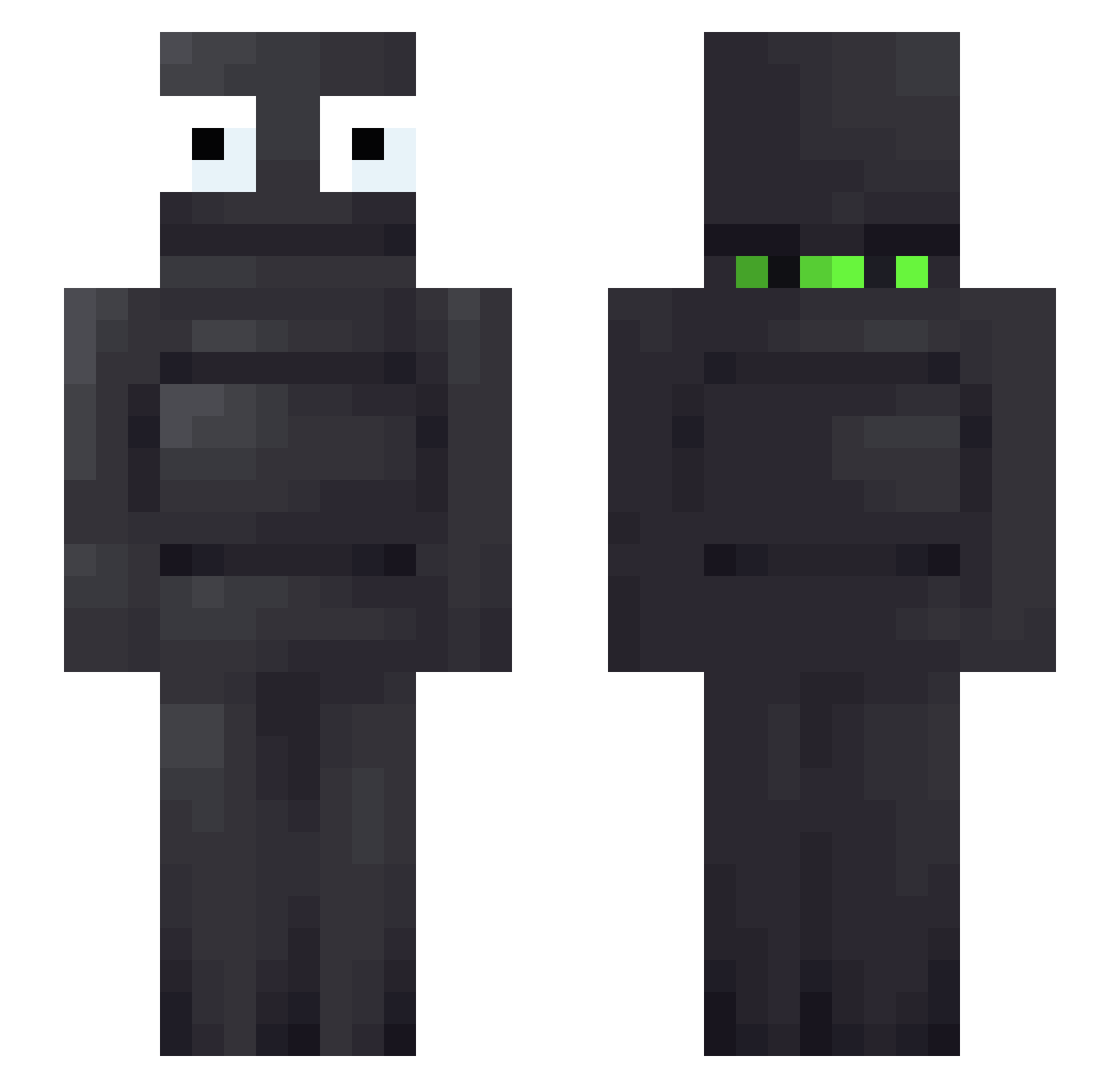 EQQMM Minecraft skin, front and back view