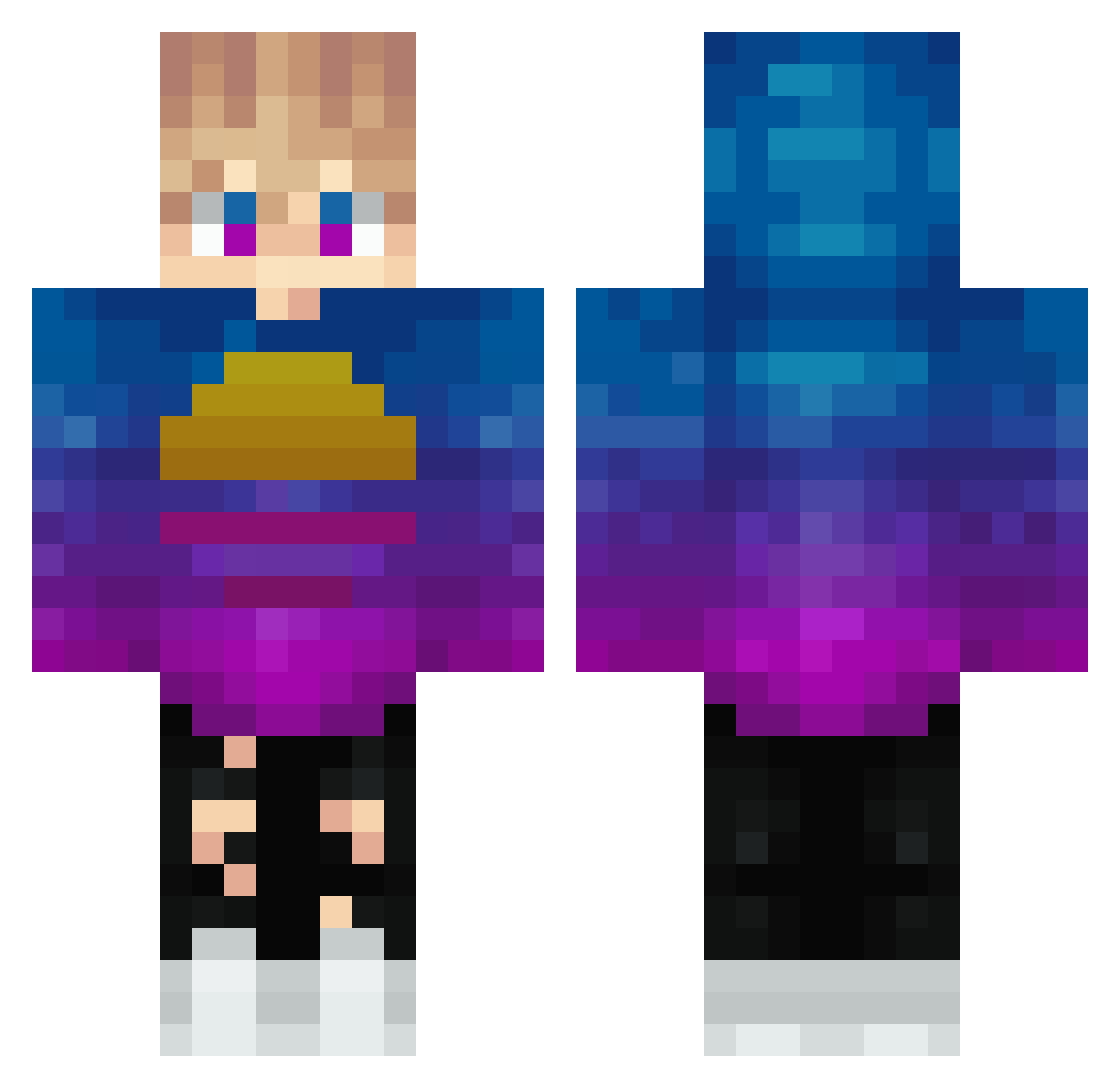 above_everyone Minecraft skin, front and back view