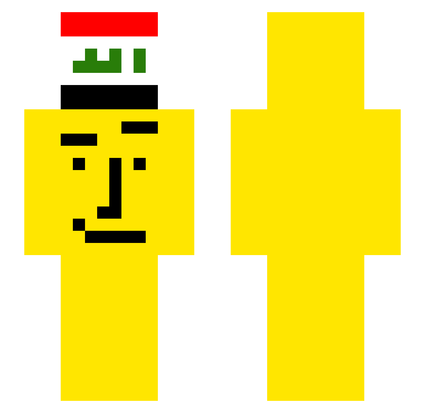 Shinid Minecraft skin, front and back view