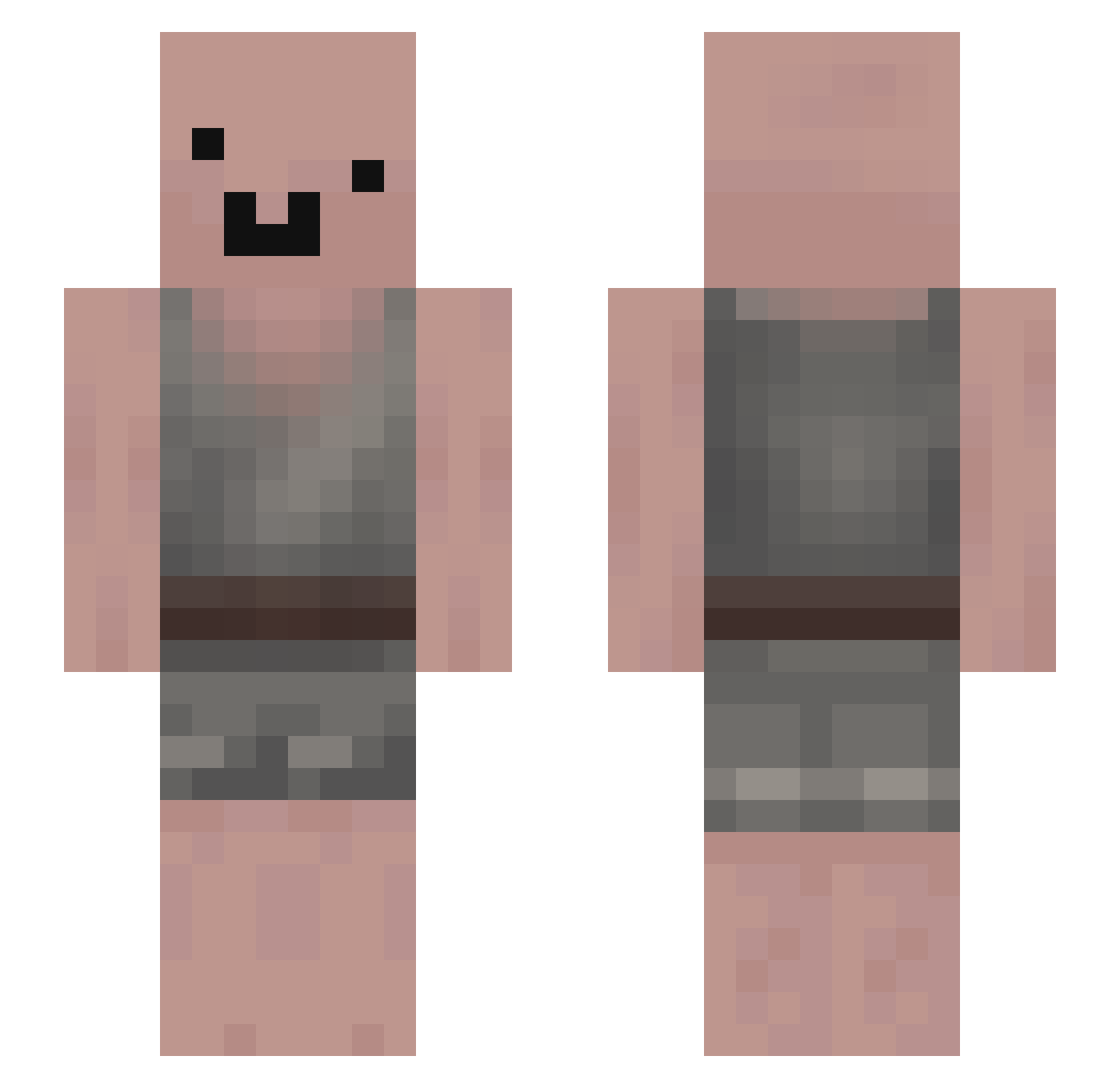 Cloughs Minecraft skin, front and back view
