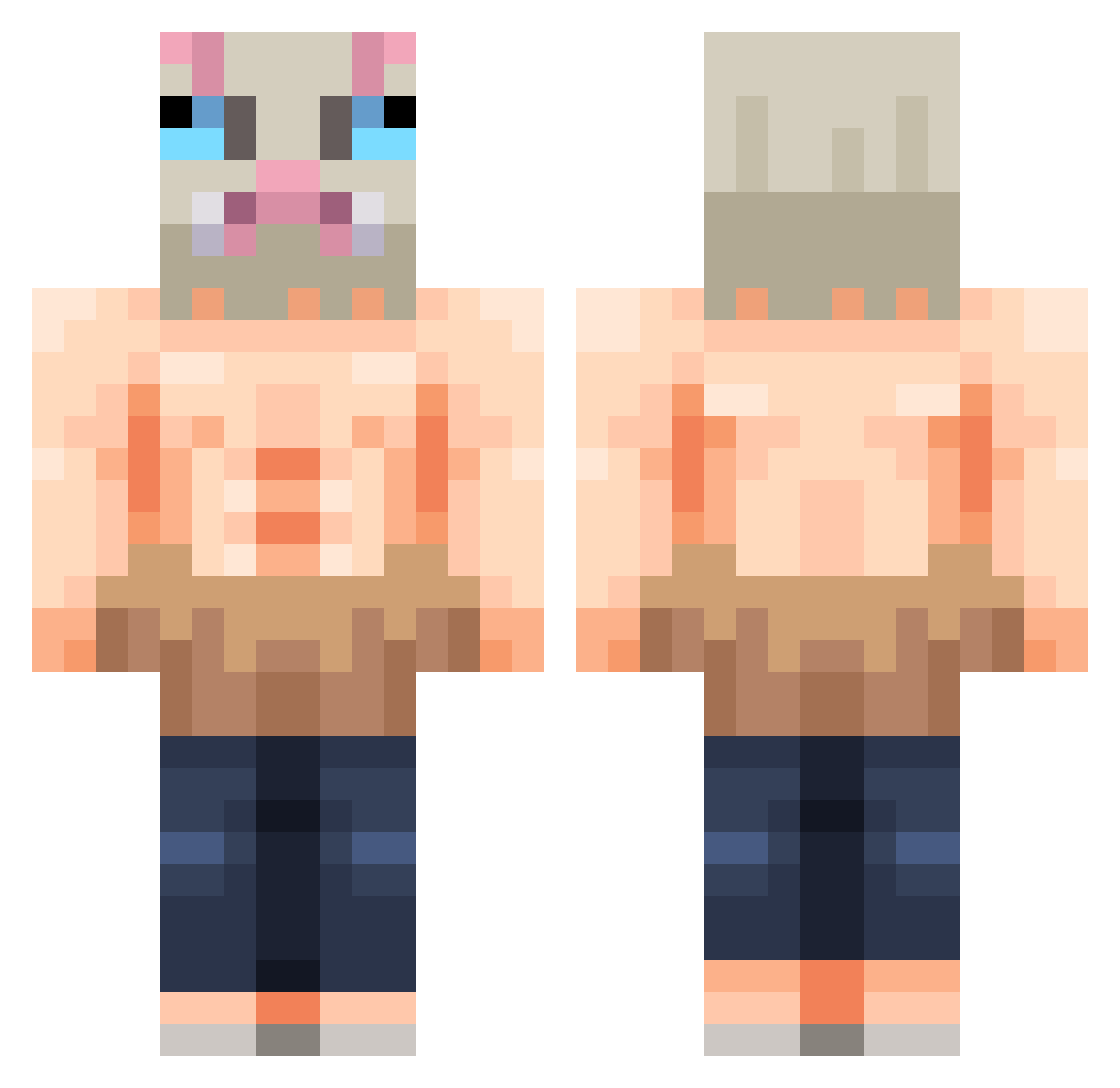 spacebowcoy Minecraft skin, front and back view