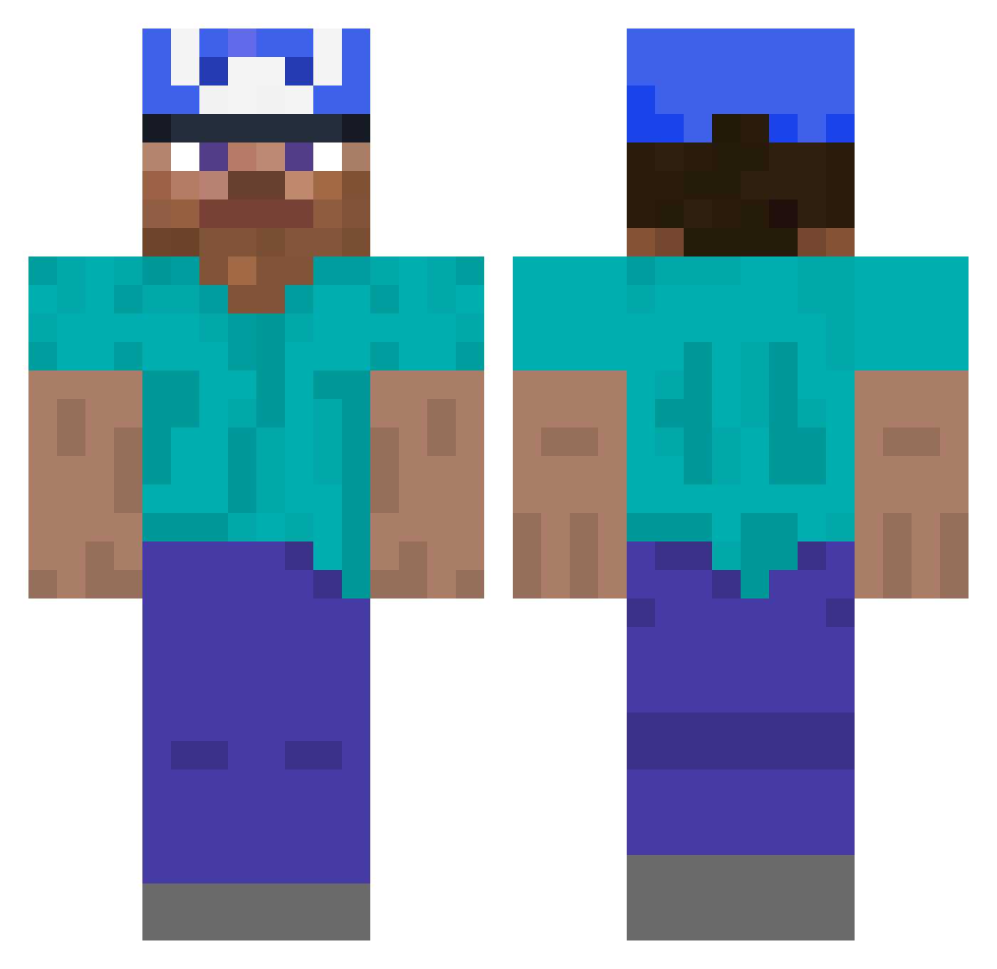 Powerhouse3 Minecraft skin, front and back view