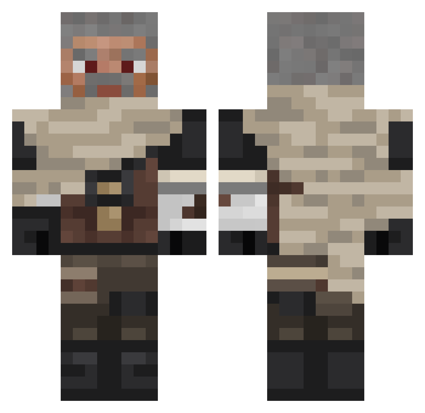 jfh Minecraft skin, front and back view