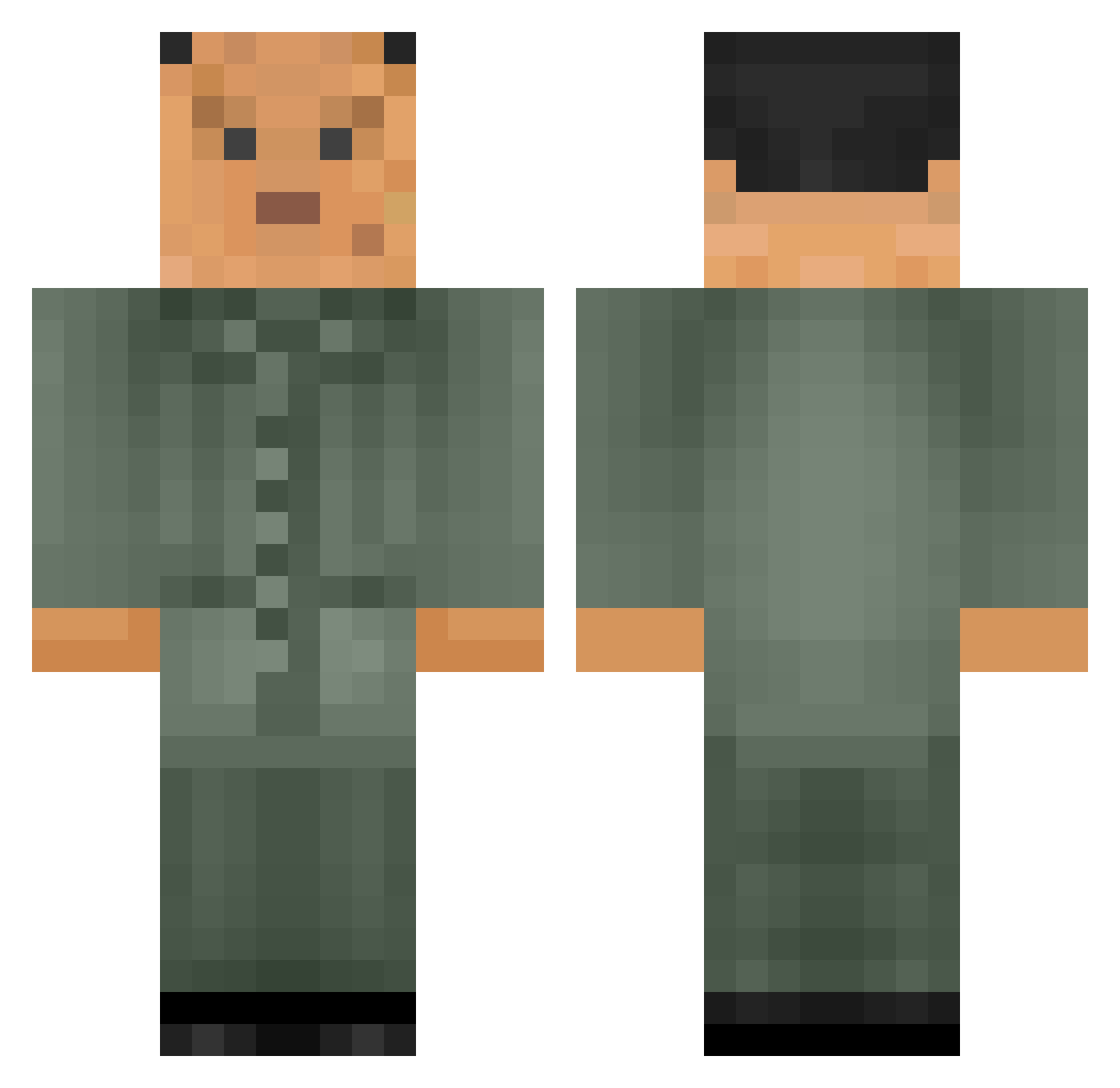 Vazer15 Minecraft skin, front and back view