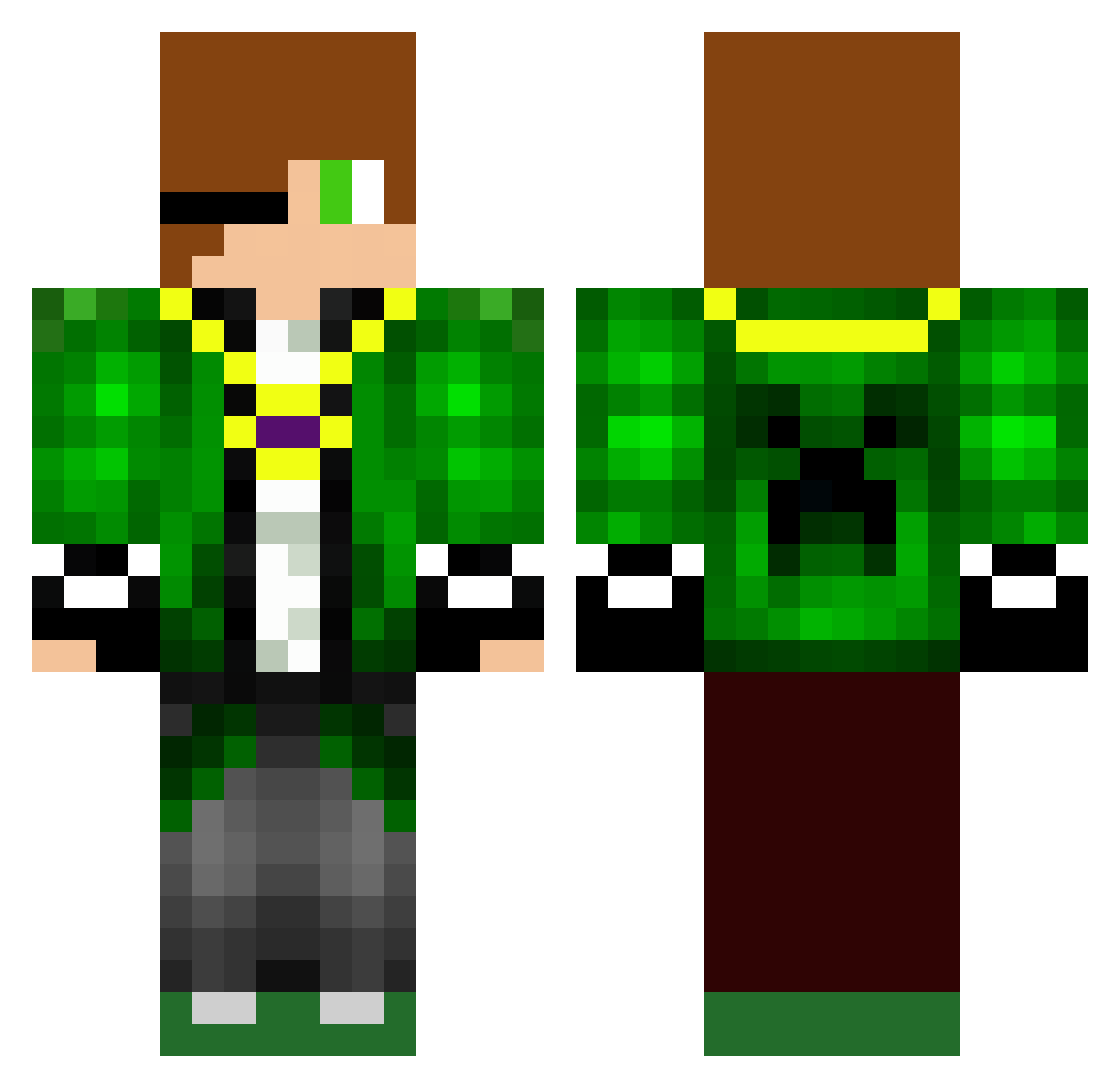 BasilCrafter Minecraft skin, front and back view