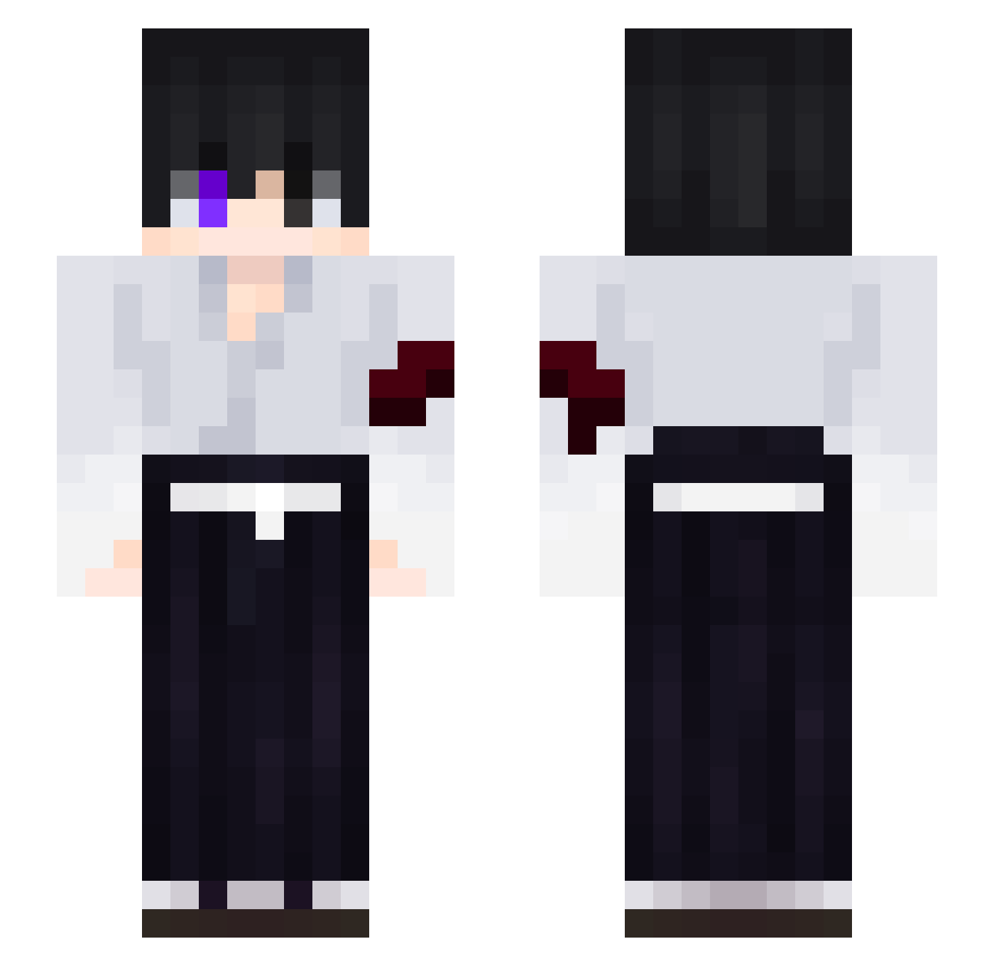 A7uB Minecraft skin, front and back view