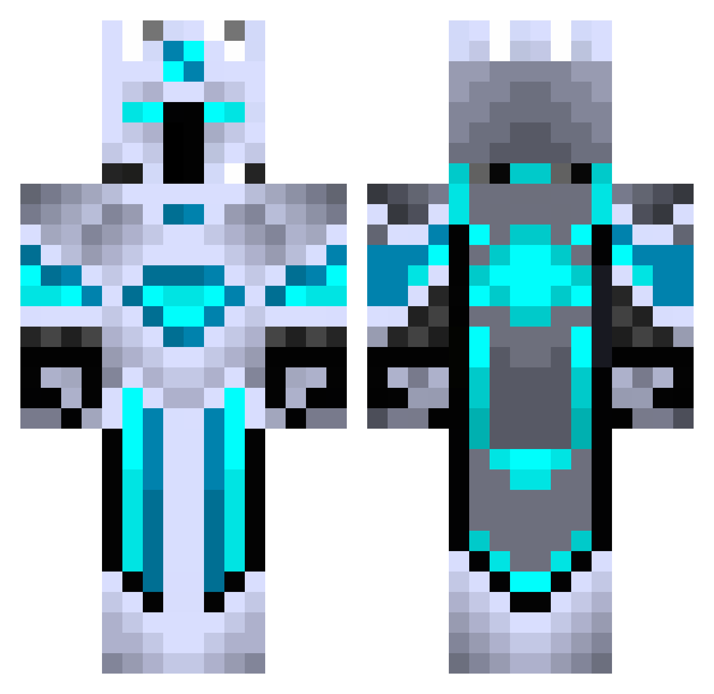 NoDuplex Minecraft skin, front and back view